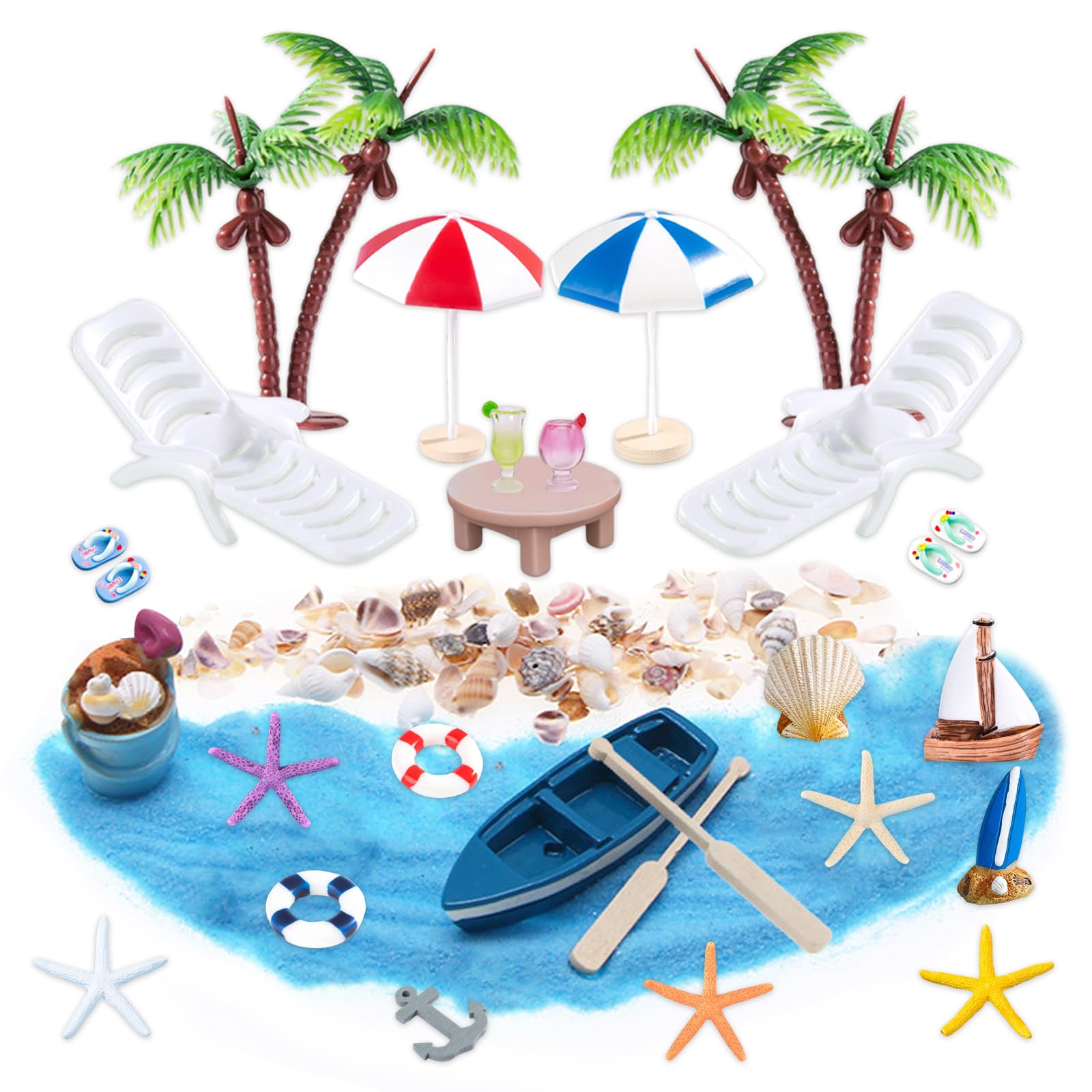 WSXQAZ 75pcs 1:12 Beach Miniature Dollhouse Decoration Outdoor Accessories, Accessories Miniature Swimming Pool Set, Doll House Furniture, for Indoor Outdoor Play Diy Miniature Pool Decor Doll House
