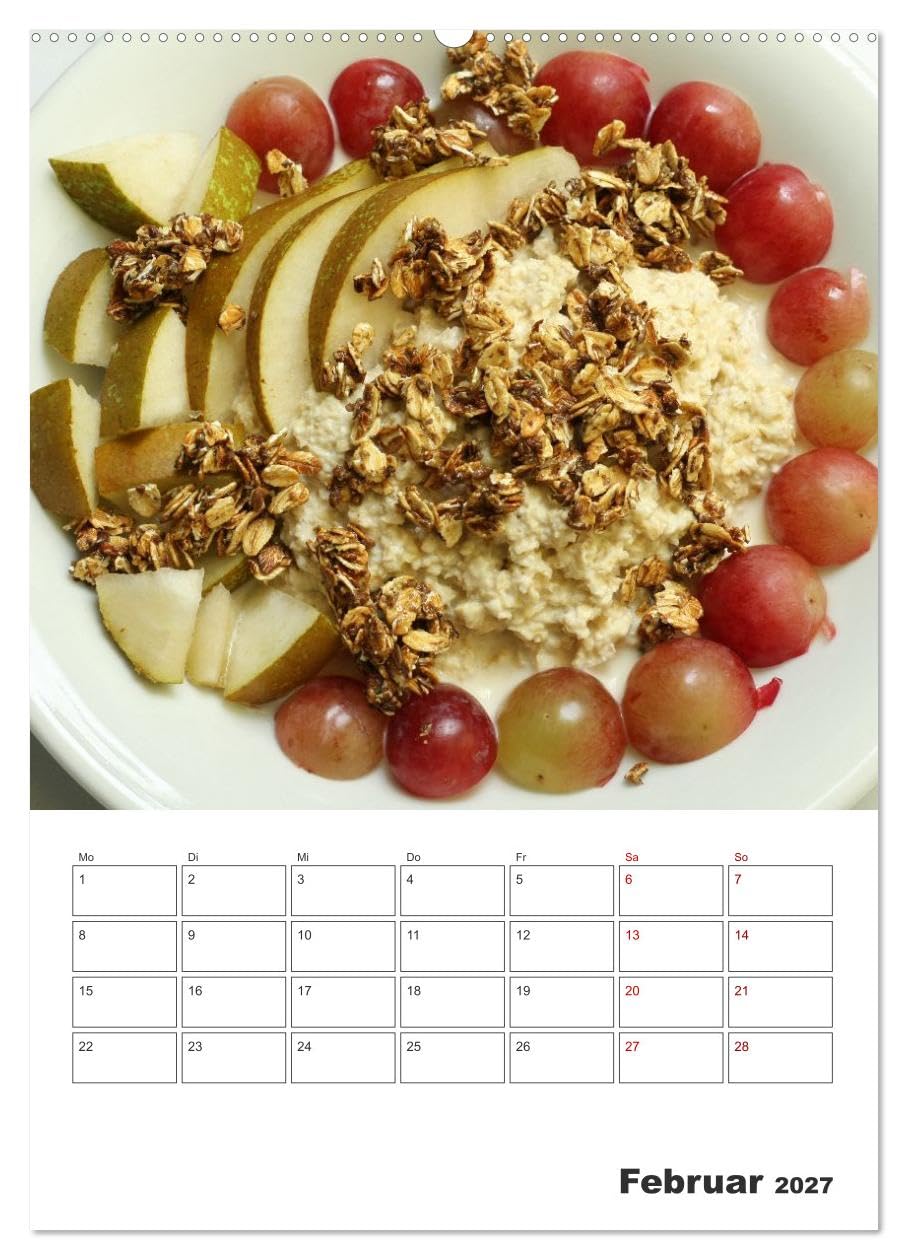 CALVENDO - Süße Haferflocken mit Obst (Wandkalender 2027 DIN A2 hoch), Monatskalender: Haferflocken-Vielfalt: Overnight Oats, Porridge und frische Früchte