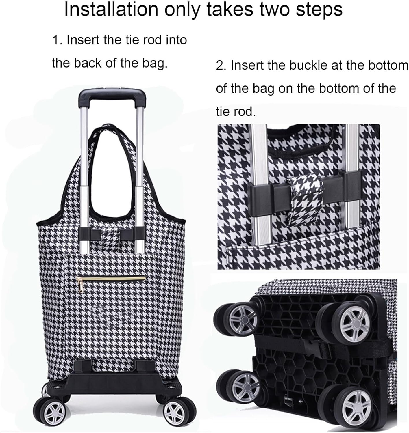 Foldable Shopping cart，Grocery cart on Wheels Foldable，Utility Shopping Supermarket Cart, 360 Rolling Swivel Front Wheels, Collapsible Utility Cart, Heavy Duty Portable Grocery Cart for Stairs (Color