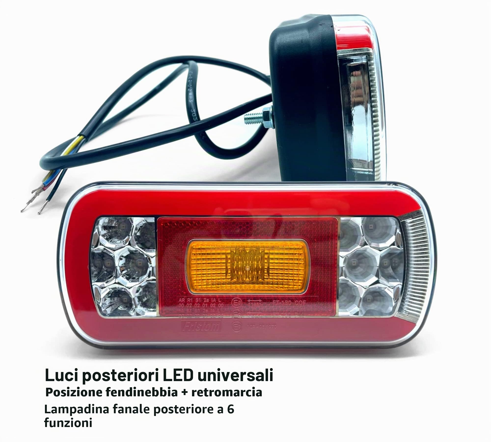 DOJA Barcelona | Fanali Posteriori Rimorchio LED | Fanali Rimorchio Rotondo 6 Funzioni | Luce di Posizione, Luce Freno, Indicatore LED, Luce Targa, Fendinebbia/Retromarcia | Fari Posteriori Trattore