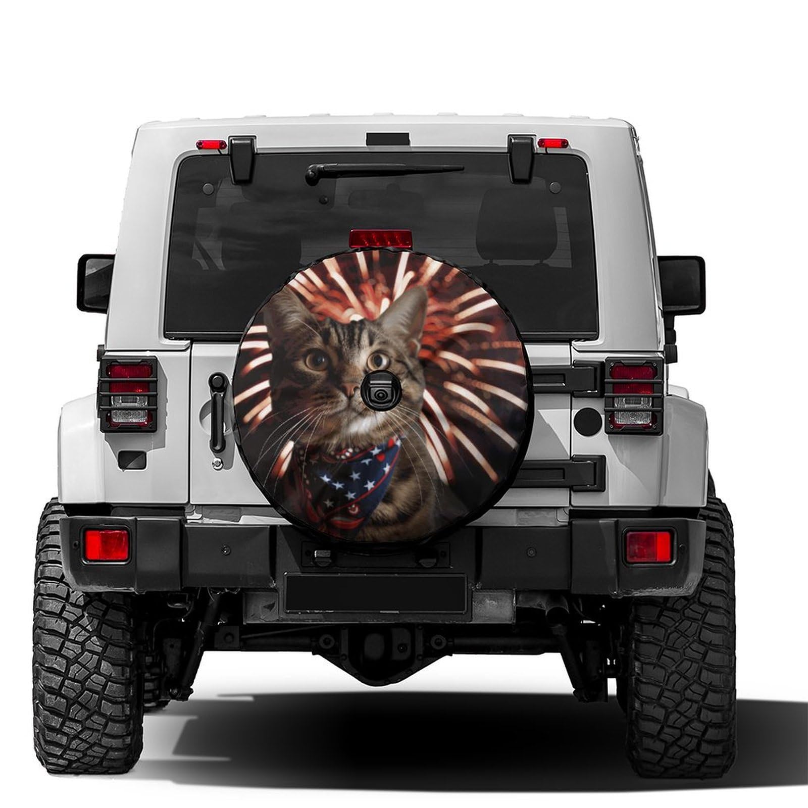 Dujiea Military Tactical Star Spare Tire Cover with Backup Camera Hole, Universal Wheel Tire Cover Tire Protectors for Jeep Trailer RV Van SUV Truck Camper and Many Vehicle 17inch — view 25