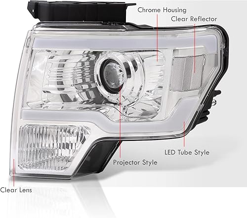 Miniatura 6 de AJP Distributors Carcasa cromada LED DRL Tubo Bar Proyector de conducción Faros Parachoques Lámparas Conjunto Izquierdo+Derecho CompatibleReemplazo