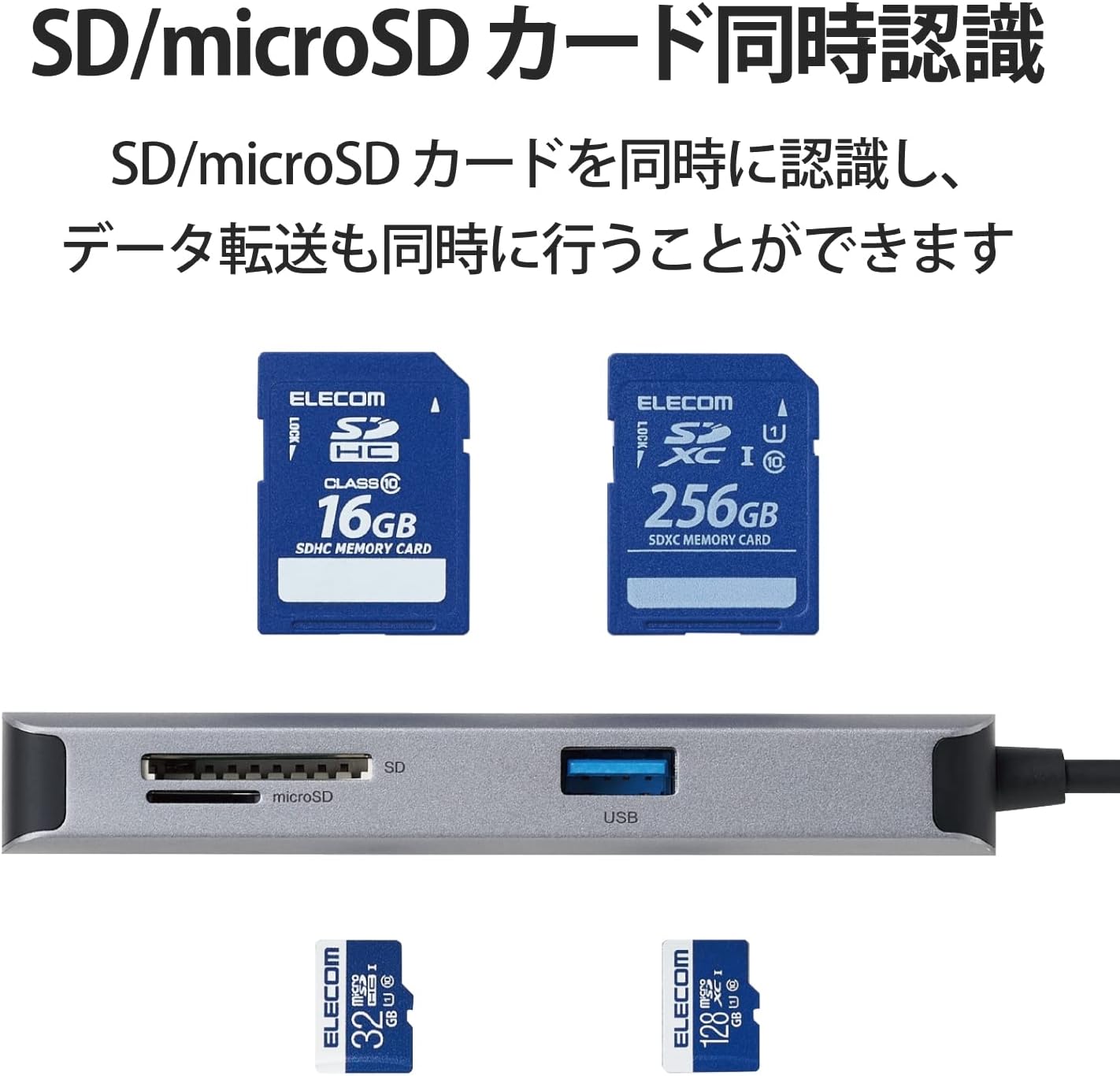 Elecom DST-C16SV/EC USB Type-C Hub, Docking Station, 5-in-1 (SD/microSD), HDMI Port, 4K Compatible, USB 3.0 x 2 Ports, SD/MicroSD Slot, Compatible with MacBook/MacBook Pro/iPad Pro/Surface and More