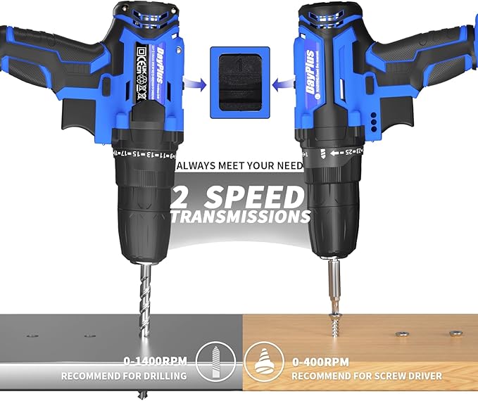 Taladro Atornillador Inalámbrico 21V AUTOFU, Motor Sin Escobillas, 2 Velocidades miniatura 2