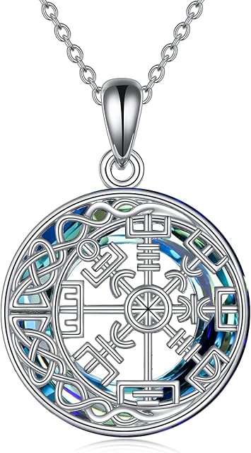 YAFEINI Compass Necklace 925 Sterling Silver Celtic Knot Abalone Shell Necklace Graduation Friendship Talisman Travel Necklace Inspirational Graduation Gift Jewellery Gifts for Women