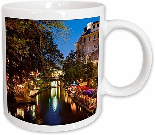 3dRose Café al aire libre, River Walk, San Antonio, Texas-US44 AJE0024-Adam Jones taza de cerámica, 15 onzas, blanco