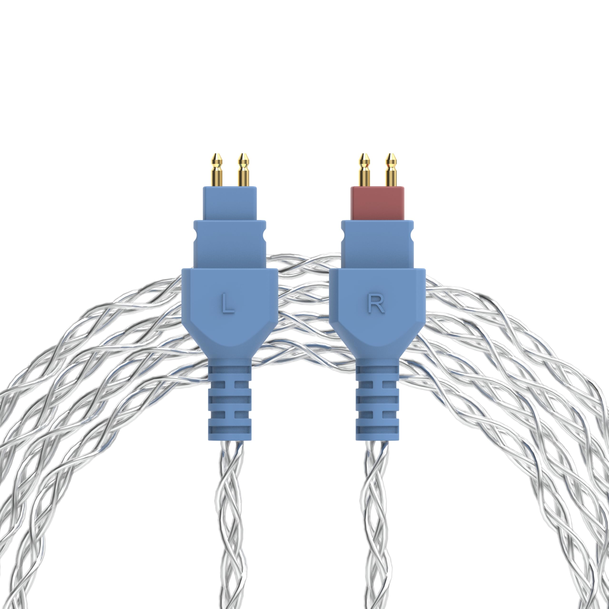 Dekoni Audio Sistema de cable modular Oversplit | Cable de repuesto para auriculares con cubierta trenzada de nailon azul o plata | Compatible con TS, Mini XLR y HD600 de 3,5 mm (HD600 de 2 pines