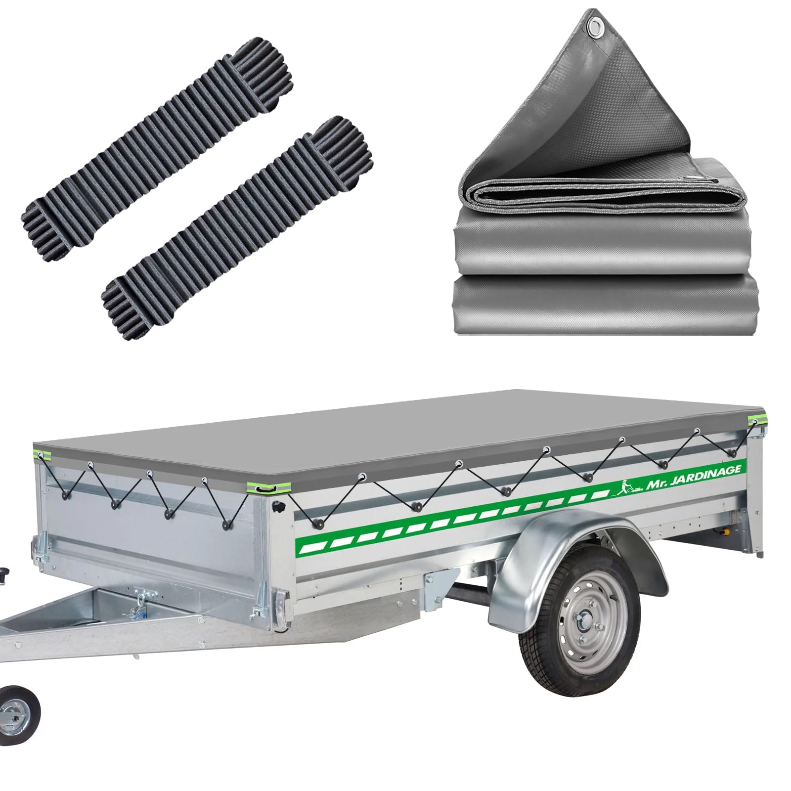 Bâche Remorque 257.5x134.5cm, IMPERMÉABLE Protection Plate, Idéal pour Trelgo NFB250/254, Stema Alu STL 1300/ST/SH 01/02, Pongratz LPA/EPA250, Saris Pearl Unsinn WEB14, 750/850/1000/1300/1500kg