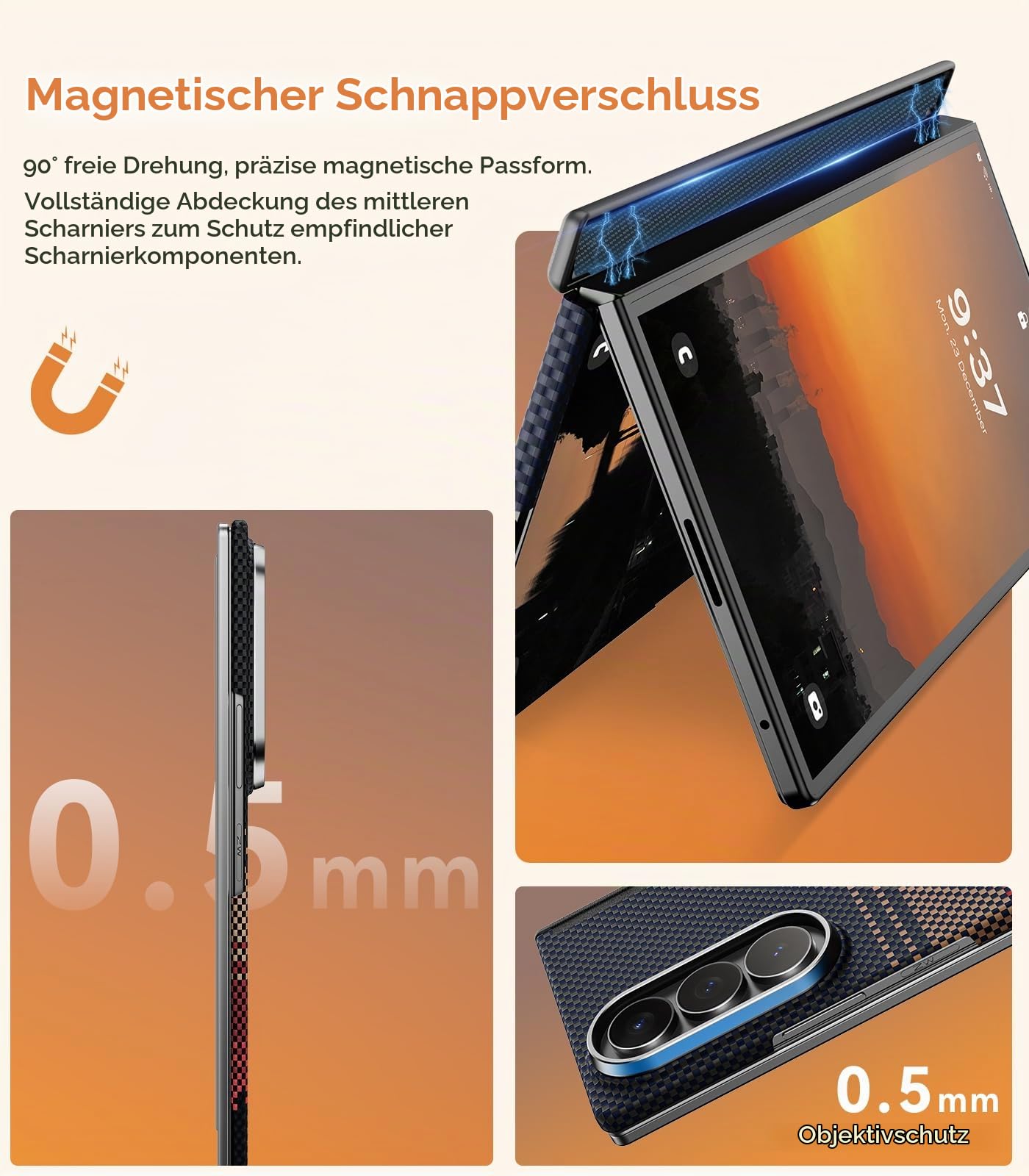 memumi Magnetische Aramidfaser-Hülle für Samsung Galaxy Z Fold 8 Ultra