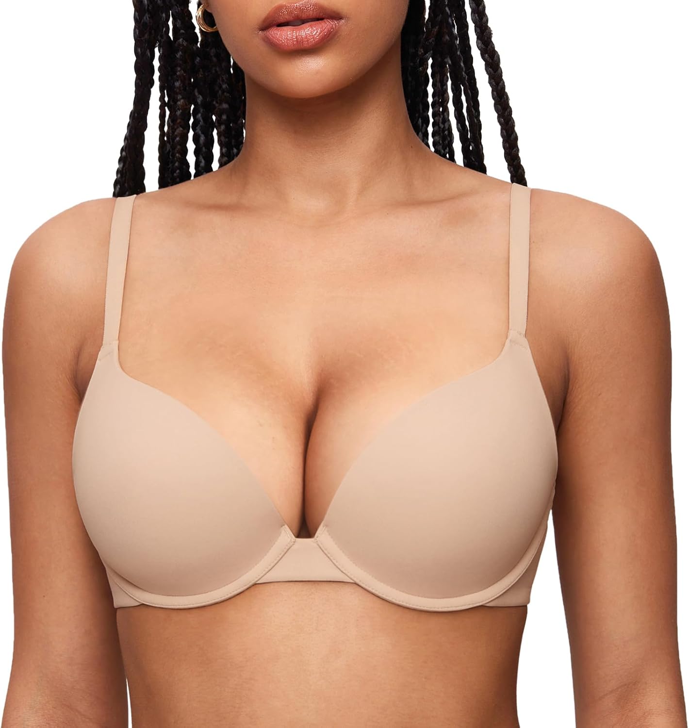 INLYRIC Women's Push Up Bra Tshirt Demi Supportive Bras Underwire Plunge Padded Comfortable Inbarely Plus Collection