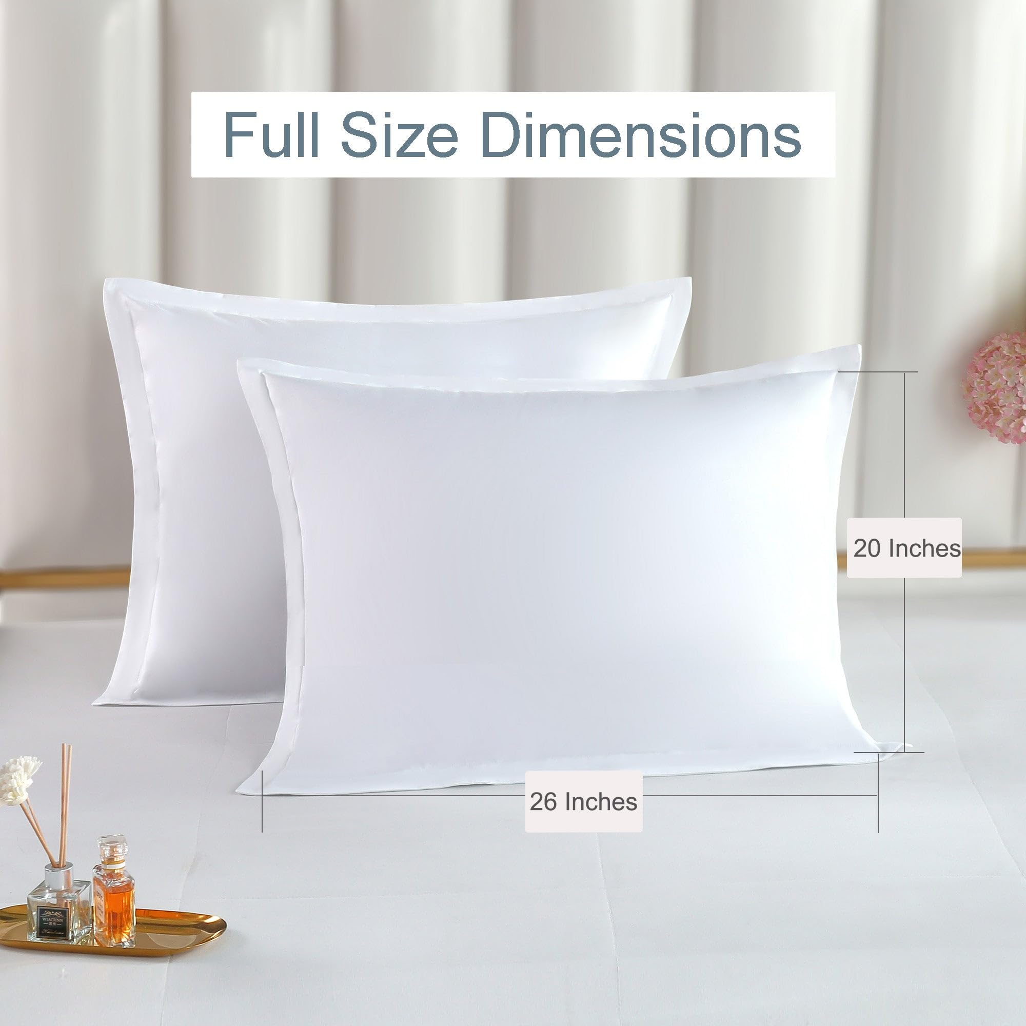 Juego de 2 fundas de almohada 100% algodón de fibra larga, con cierre de sobre en la parte posterior, de la marca Luxury Bedding TheCotton&Silk, blanco, tamaño estándar/matrimonial