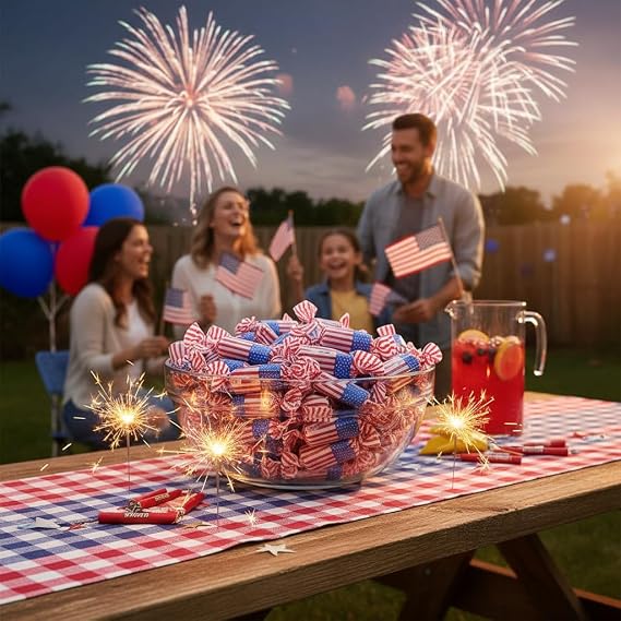 American Flag Chocolate Candy Rolls - Patriotic Candy - Perfect For 4th of July, Independence Day - Red White and Blue Candy - 1 Pound