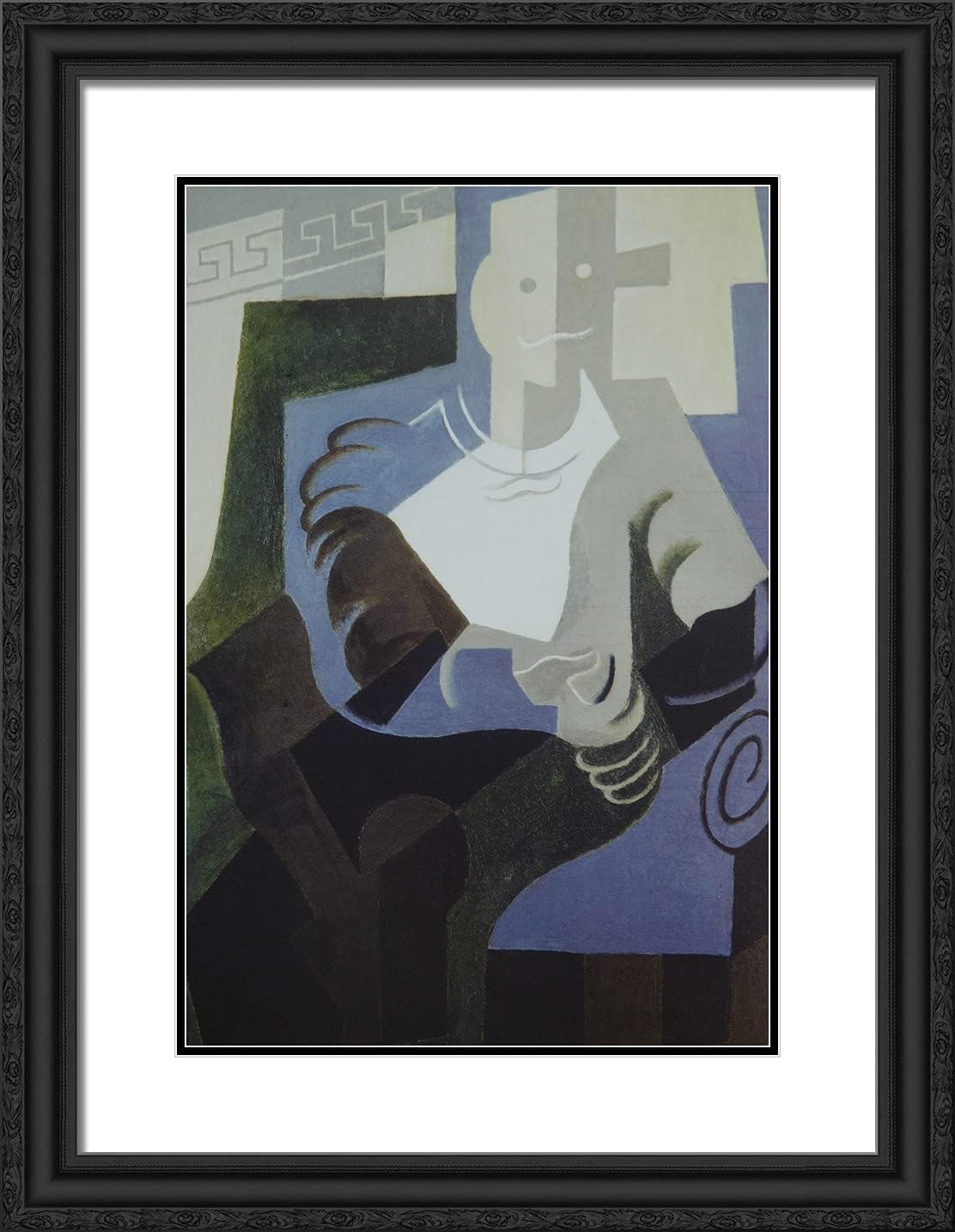 ArtDirect Gris, Juan 19x24 Gold Ornate Framed Art Print with Double Matting Titled: Herlequin III