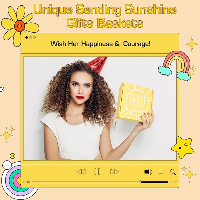 Gift Baskets for Women, 10pcs Unique Birthday Gifts for Women, Best Friend Birthday Xmas Gifts, Get Well Soon Gift Basket Sending Sunshine Cheer Up Box for Sister Friendship - BRIGHTEN UP HER DAY!