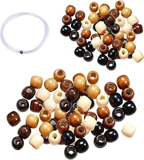 400 Perline di Legno Grandi e 1 Corda, Accessori Fai da te, Ovali 11 x 12 mm, 9 x 10 mm (Multicolore)