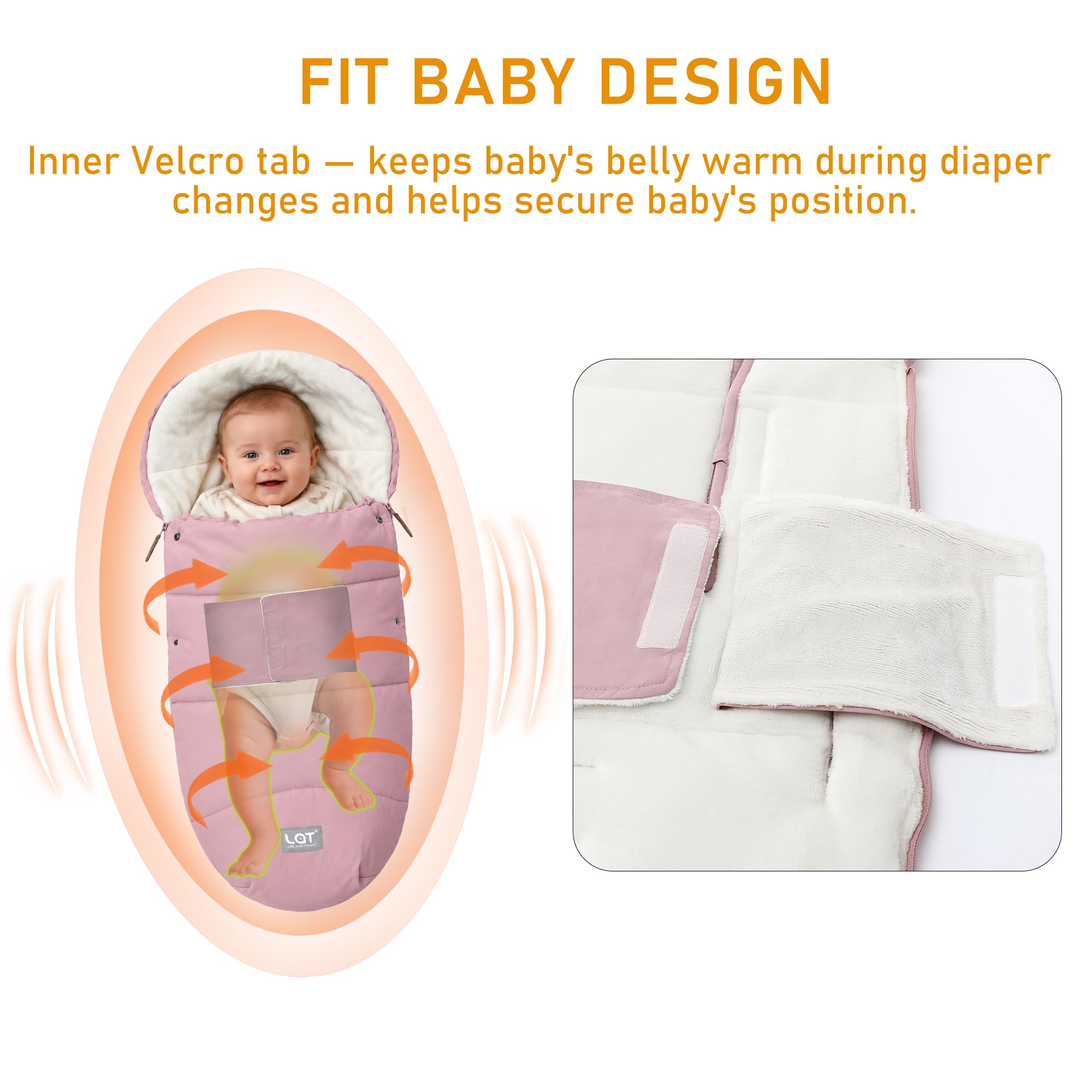 LAT Chancelières Universelle pour Poussettes, Imperméable et Coupe-Vent Chanceliere Poussette Hiver pour Poussette, Landau, Buggy (B, Rose)