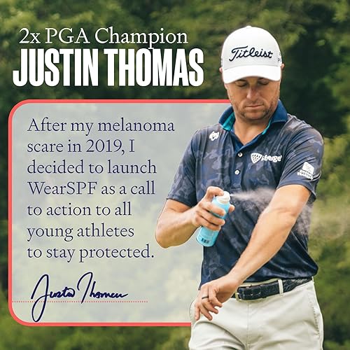 Miniatura 4 de WearSPF Spray protector solar SPF 50 de amplio espectro fácil de aplicar sin productos químicos óxido de zinc continuo para deportes de cara y