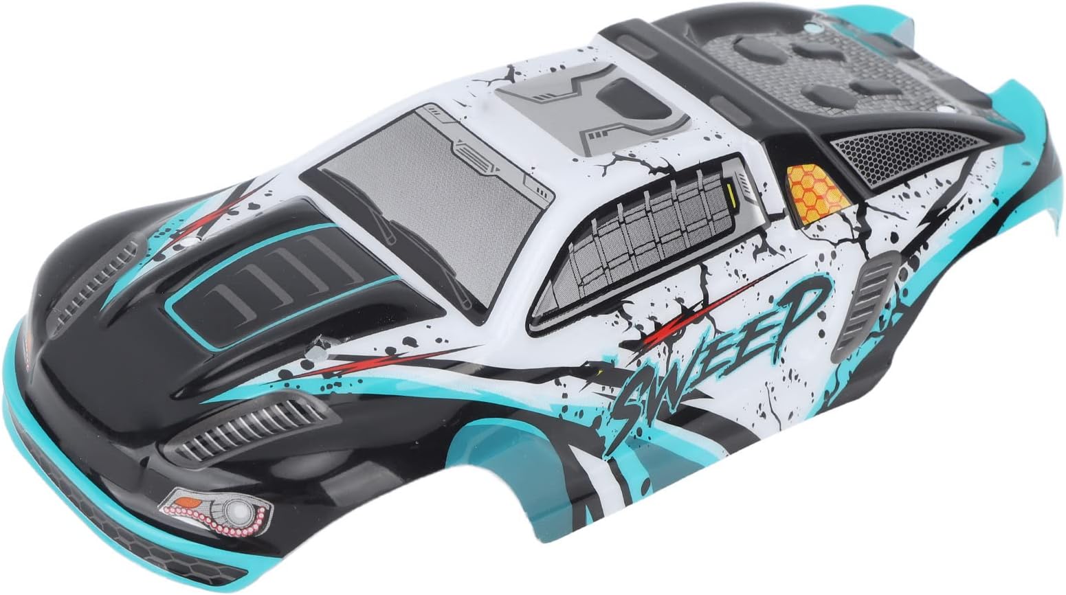 RC Car Body Shell, PVC High Impact Car Body Shell Frame Remote Control Car Body Shell for SCY 16101PRO 1/16 RC Cars (Cyan)