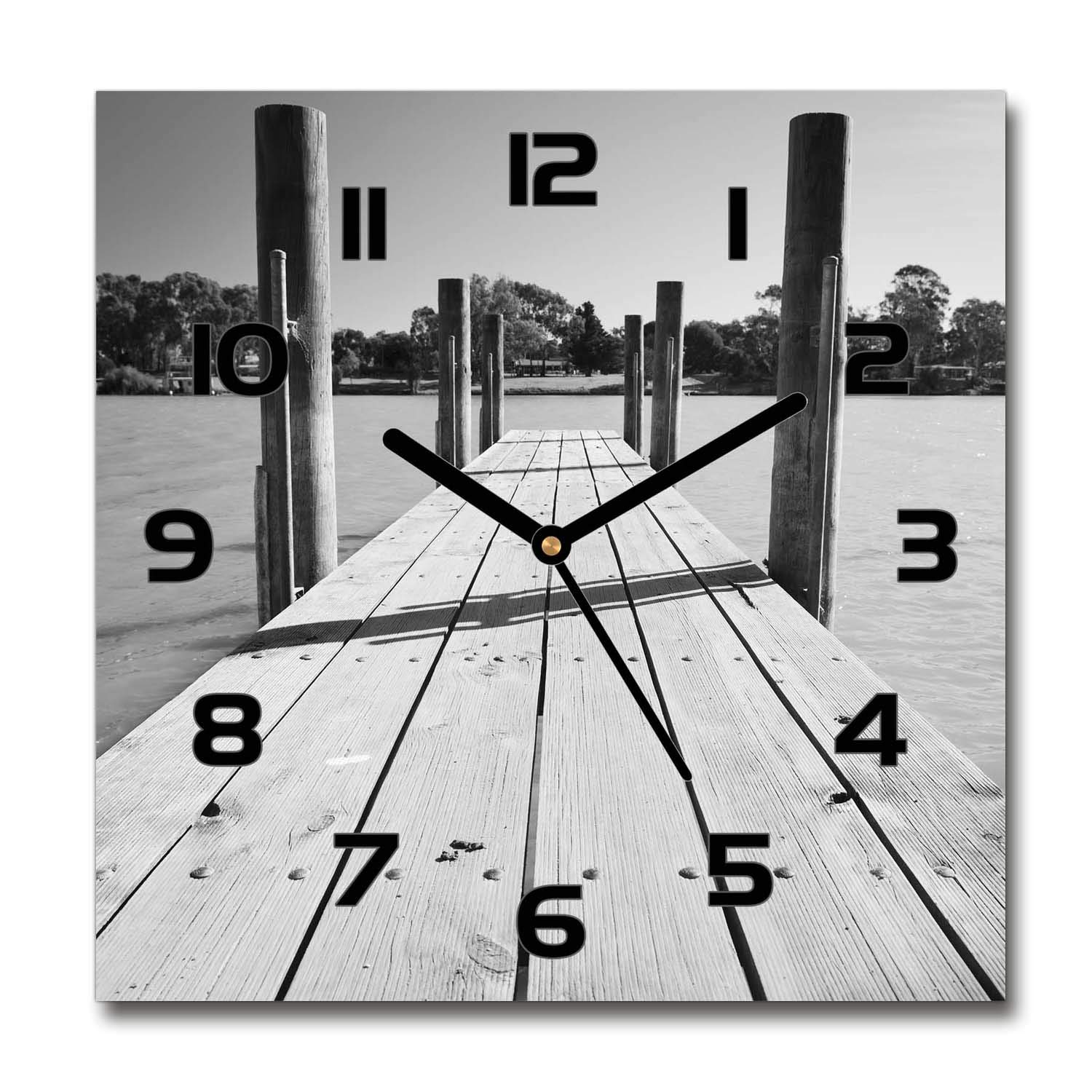 Horloge silencieuse en verre de sécurité avec aiguilles noires 30x30
