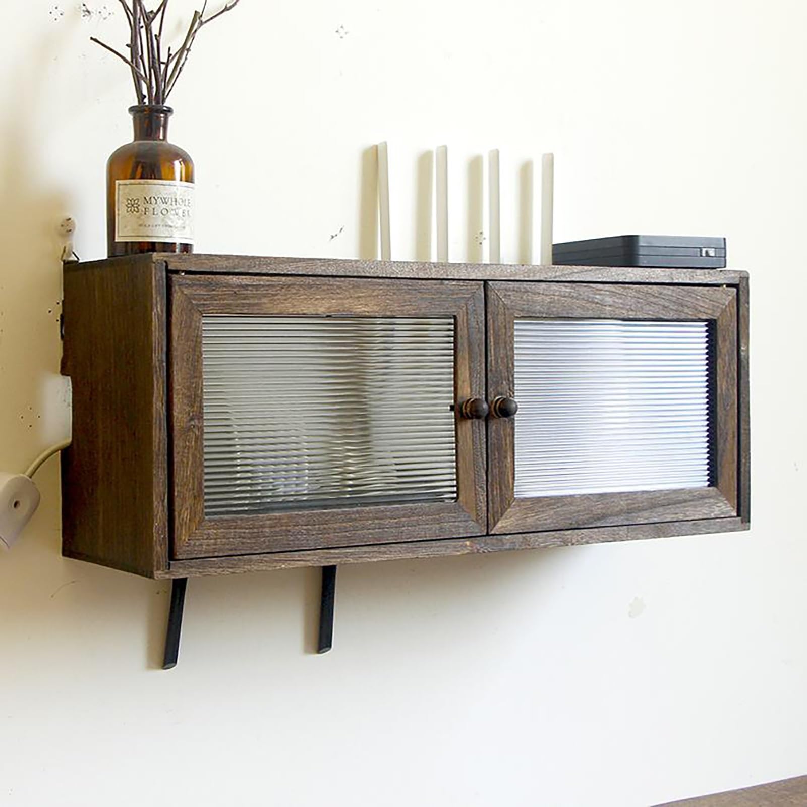 Étagère murale en bois massif pour routeur WiFi – Boîte de rangement cachée et armoire pour maison/bureau, marron, 50 x 15 x 20 cm – nize votre routeur et câbles