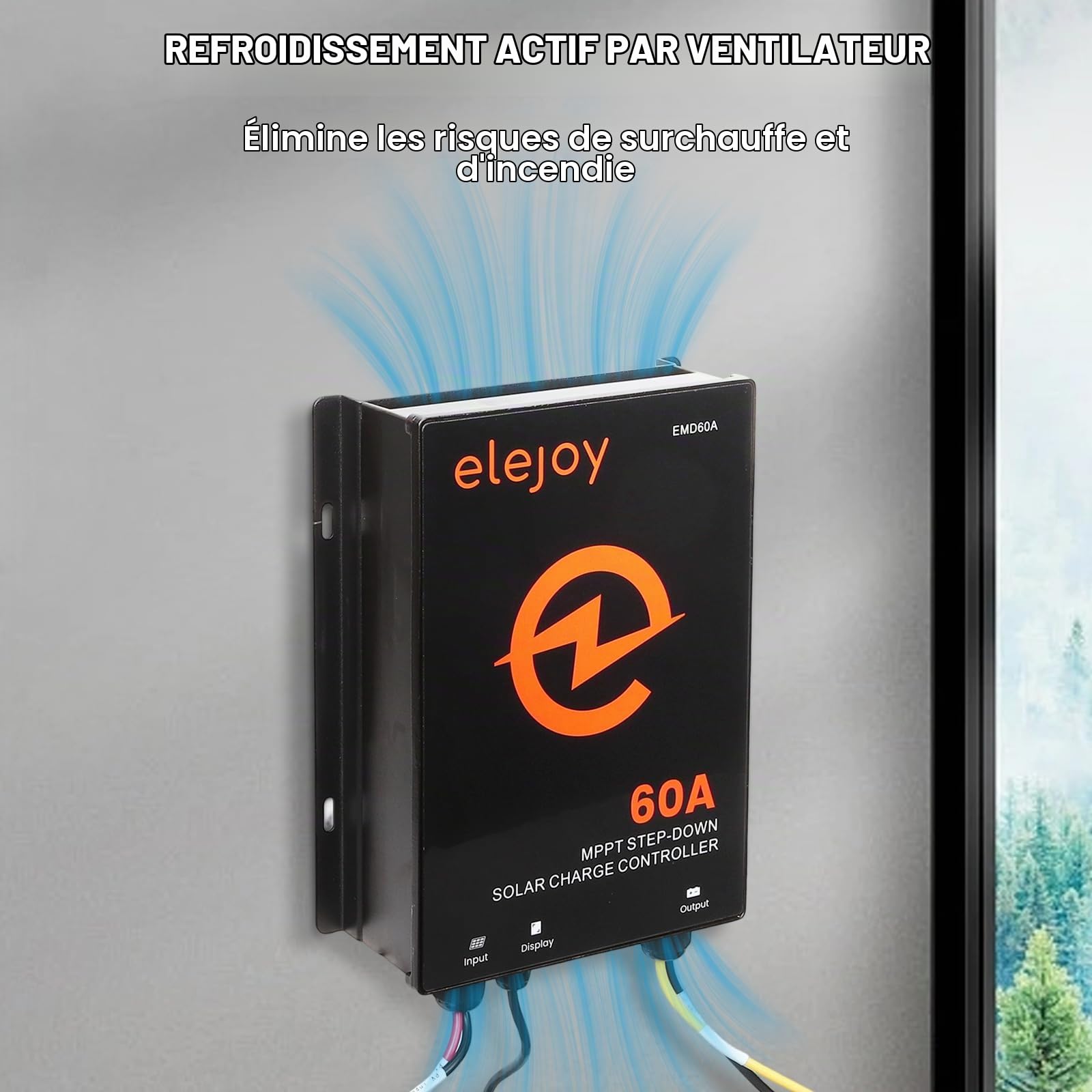 ContrôLeur de Charge Solaire Mppt 60a 12V-48V 99% Efficacité | Sortie RéGlable de 10V-60V Avec écran de RéGulation Du Panneau Solaire LCD Externe Refroidissement Par Air
