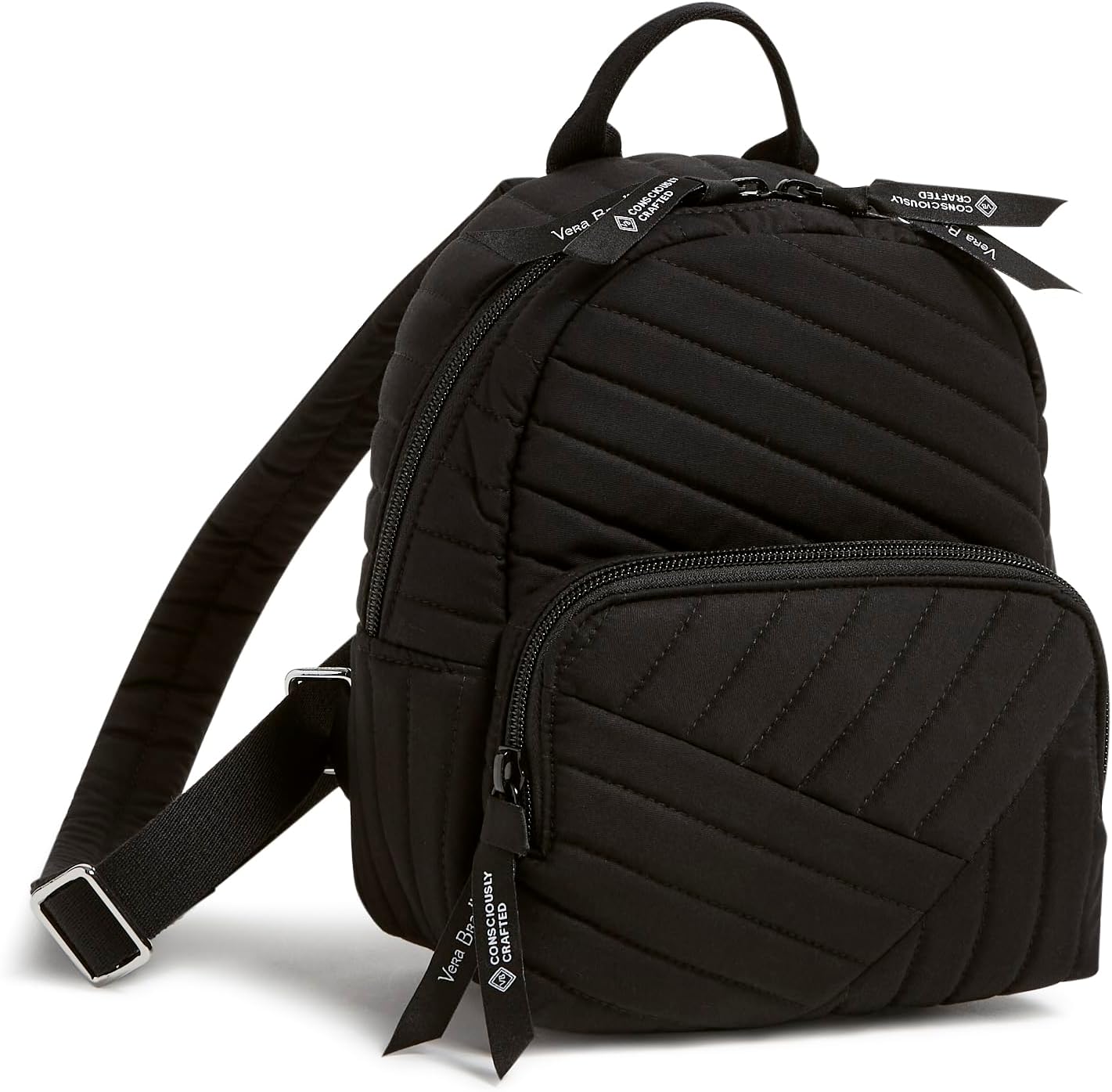 Cotton Mini Backpack Purse, Black