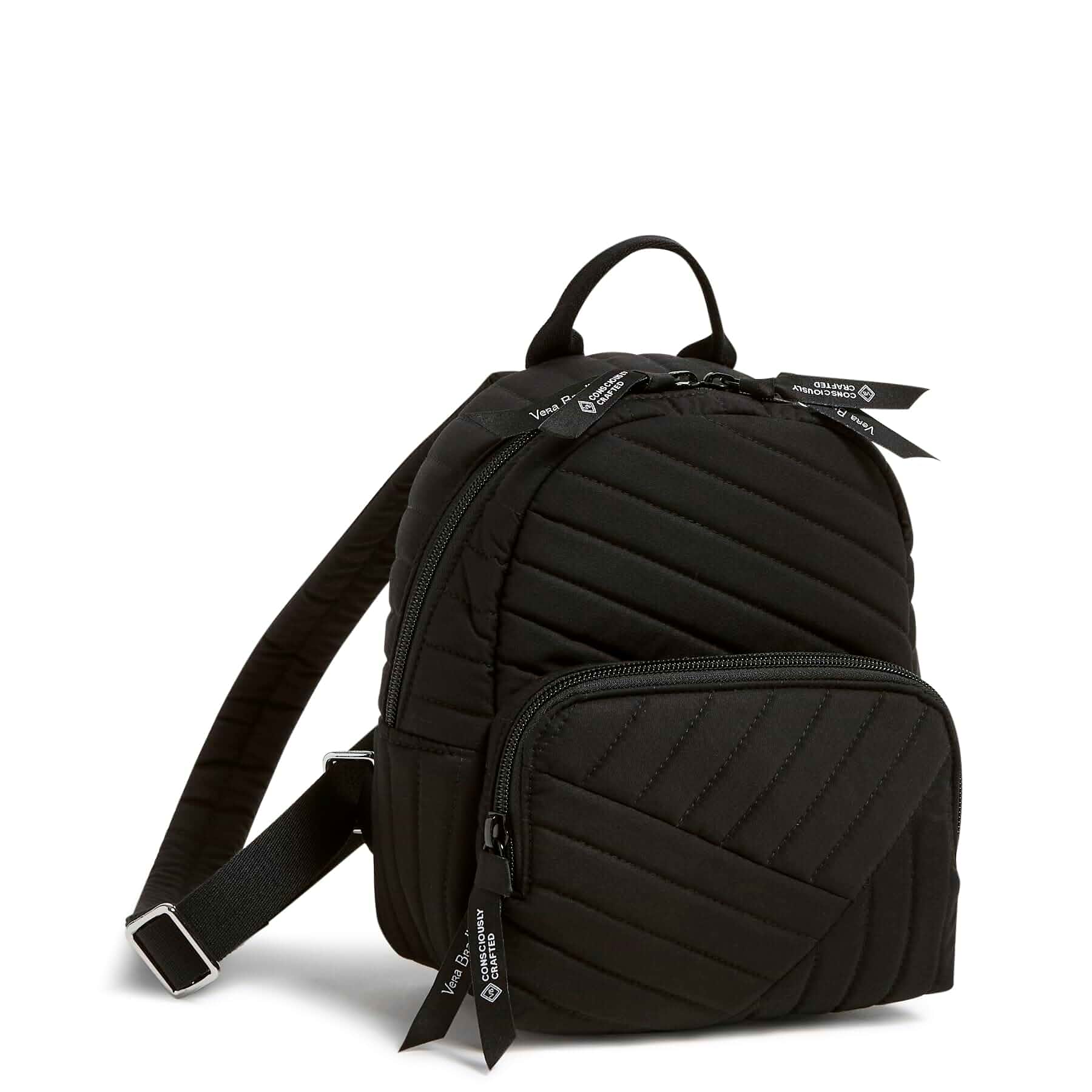 Cotton Mini Backpack Purse, Black