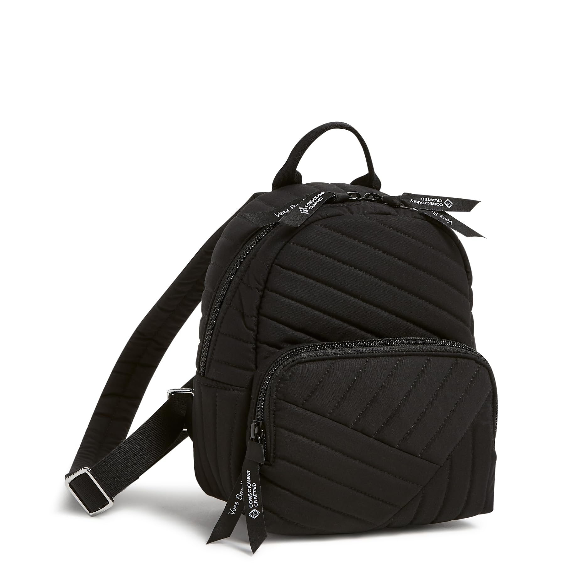 Vera Bradley Women's Cotton Mini Backpack Purse Bookbag, Black, One Size
