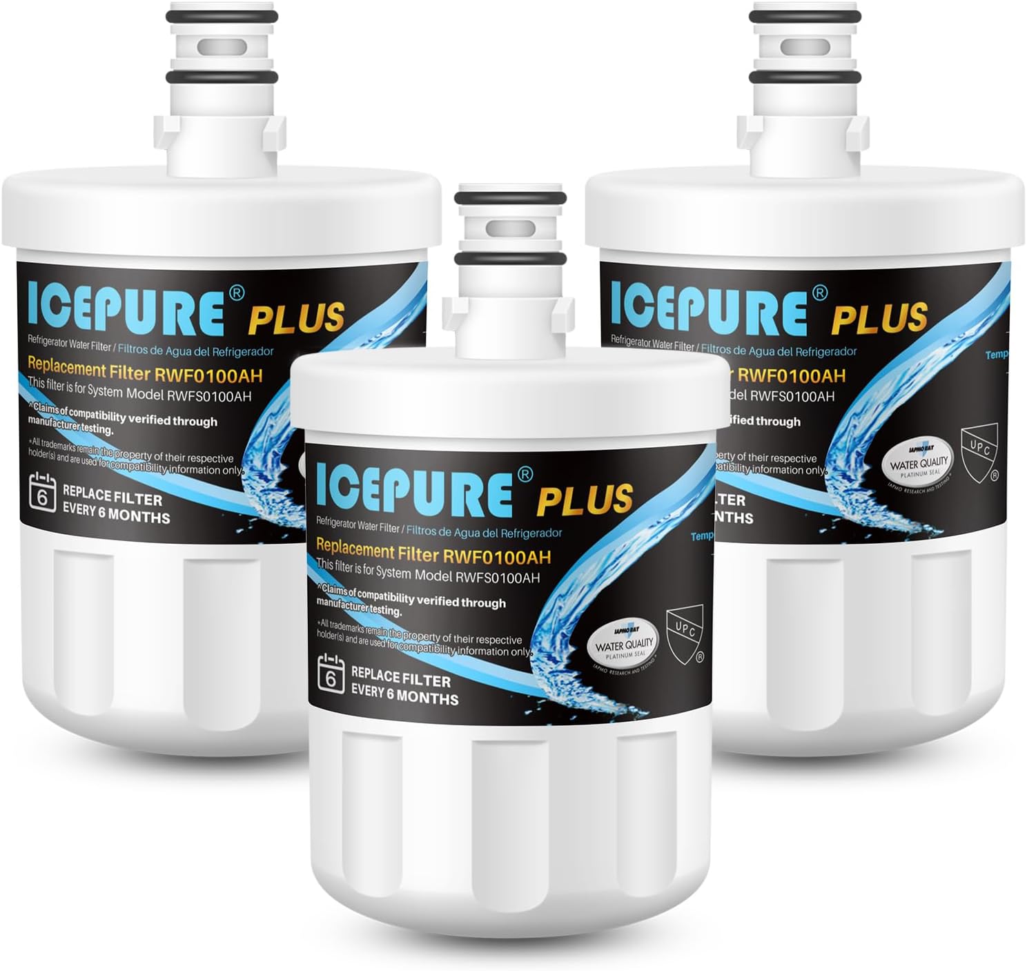 ICEPURE PLUS NSF53&42 Premium 5231JA2002A Refrigerator Water Filter Replacement for LG LT500P, ADQ72910911, ADQ72910901 ADQ72910907, GEN11042FR-08, Kenmore 9890, 469890, LFX25973D, LFX25974ST 3PACK