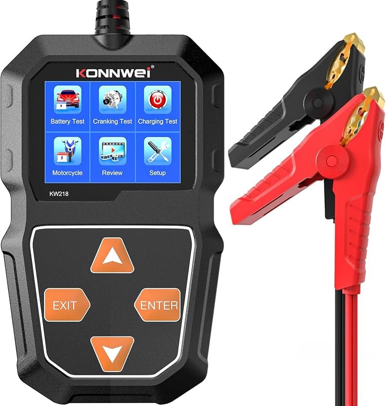 KW218 6V 12V Car Battery Tester 100-2000 CCA Automotive Battery Load Tester Alternator Tester Digital Auto Battery Analyzer Charging Cranking System Tester for Car Truck Marine Motorcycle Boat
