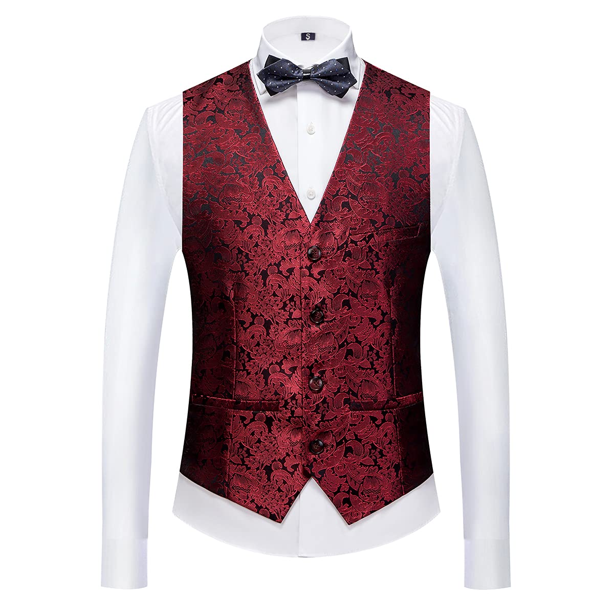 KUDORO Herren Anzüge Slim Fit 3-Teilig Paisley EIN Knöpfe Sakko Weste Hose