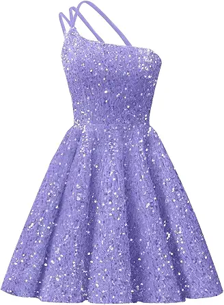One Shoulder Sequin Homecoming Dress for Teens 2026 Short Prom Dress