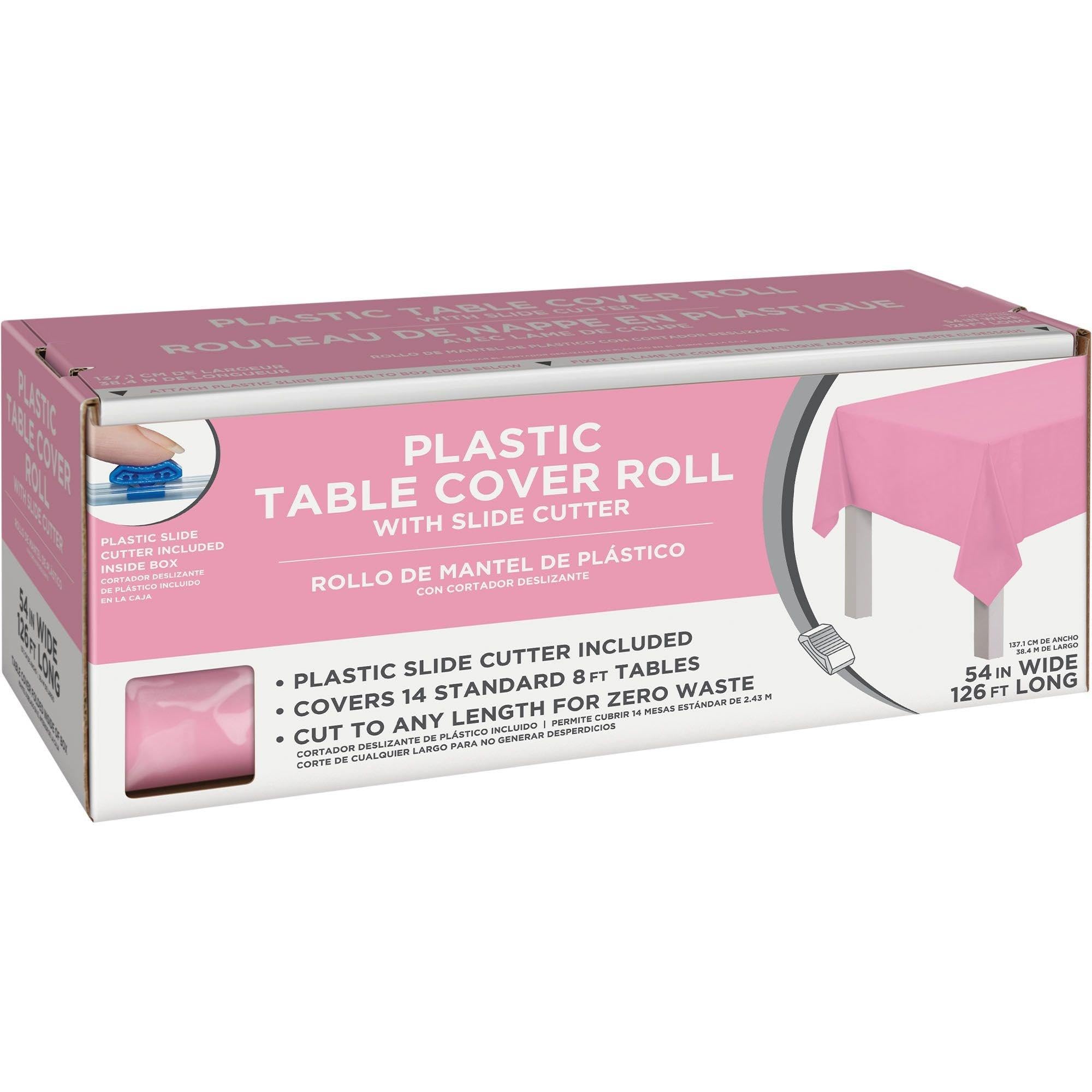 Rouleau de table en plastique rose imperméable et nappe jetable grande longueur