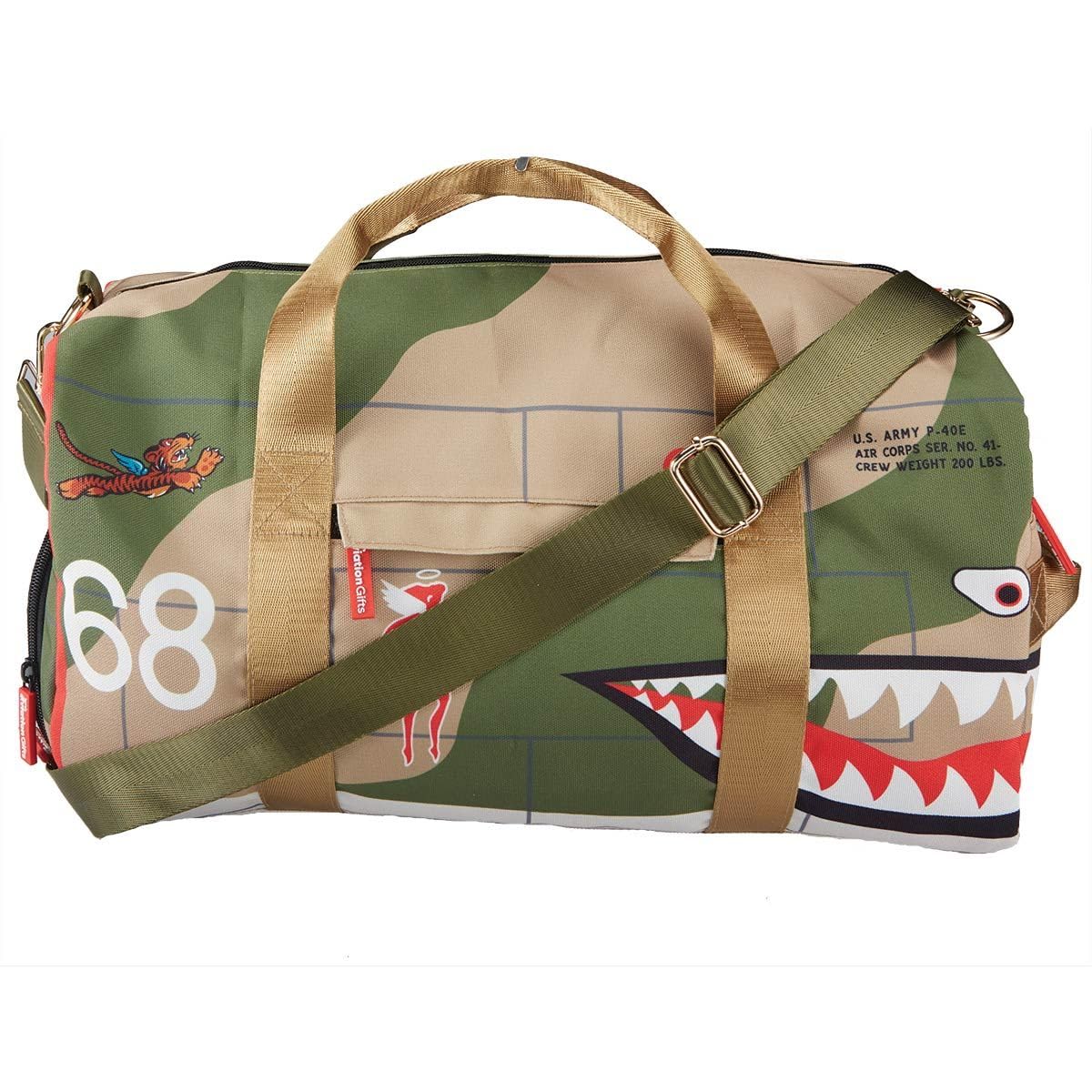 P-40 Flying Tigers All-Purpose Duffel Bag with Handle, Features Multiple External Pockets