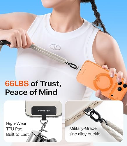 Miniatura 4 de TORRAS Cordón para teléfono con trabillas para colgar, correa ajustable antirrobo cruzada para teléfono para iPhone 17 Pro Max, agradable al tacto,