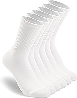 HAVEATREE Women's Lightweight Crew Calf Socks 3-6 Pack - Soft Cotton Blend, No-Slip, Breathable Size 6-11 Black White