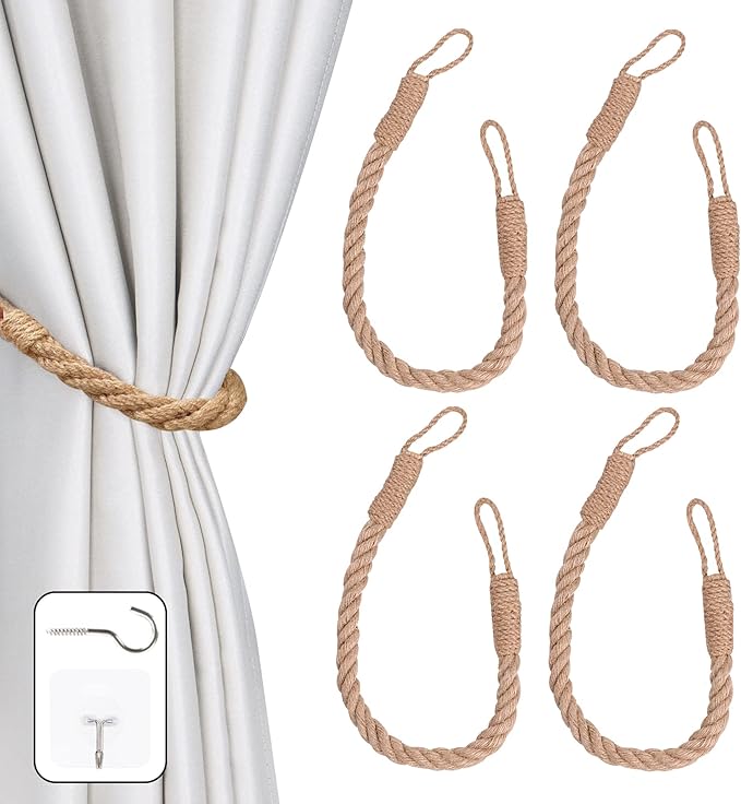 OCIOLI 4 Pieces Curtain Tiebacks Curtain Holdbacks Curtain
