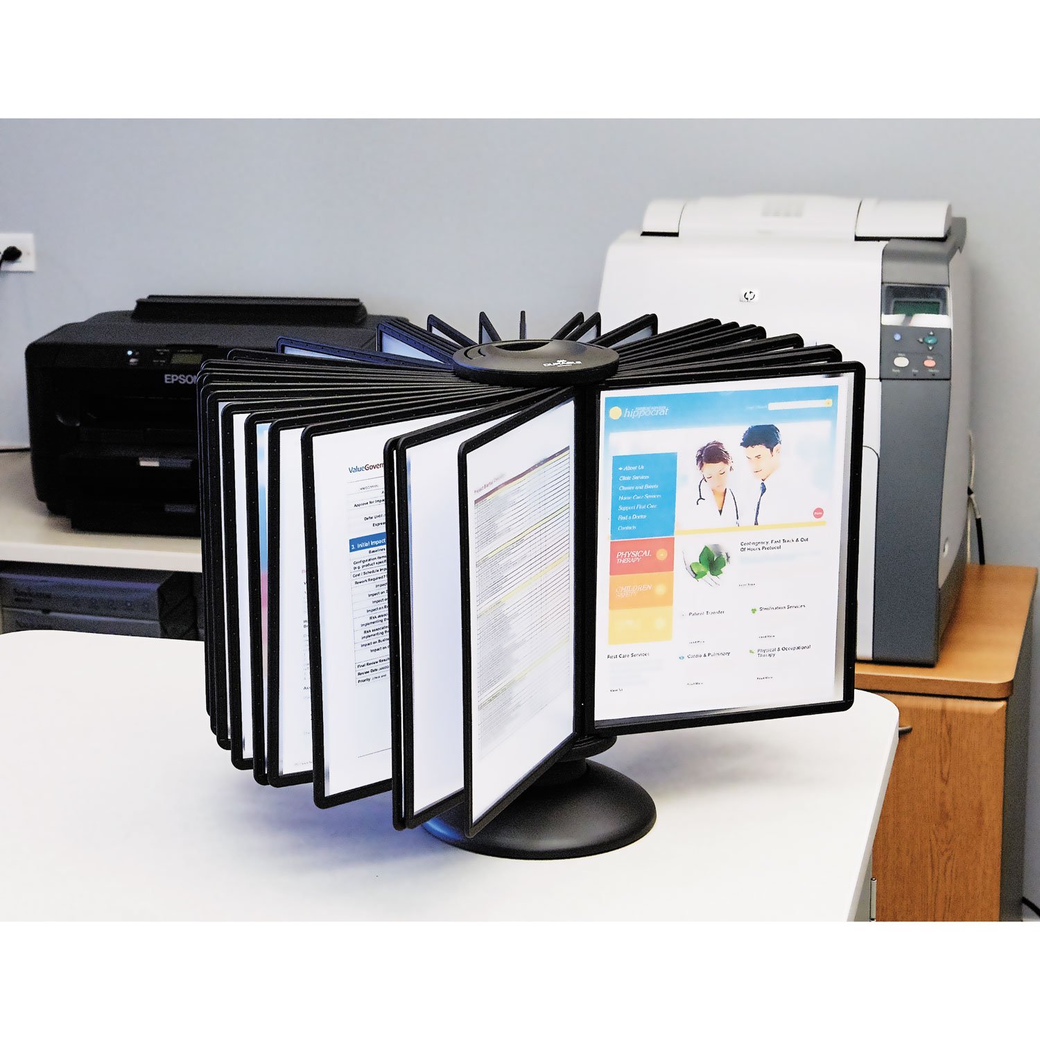 DURABLE Carousel Desktop Referenzsystem, 40 doppelseitige Paneele, Briefgröße, Schwarz, SHERPA Design (555701)