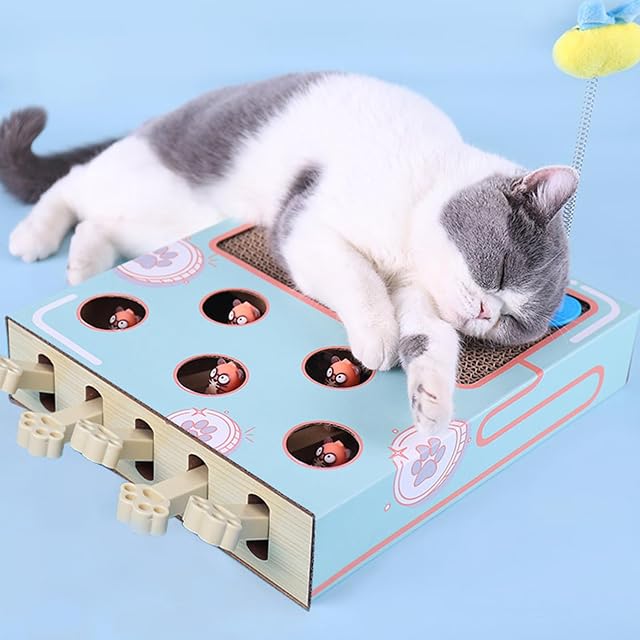 Foto 3 de 8 de Akayoo Whack-a-Mole 3-in-1 Cat Scratcher and Toy,Whack A Mole Cat Toy,Miaofairy Cat Toy