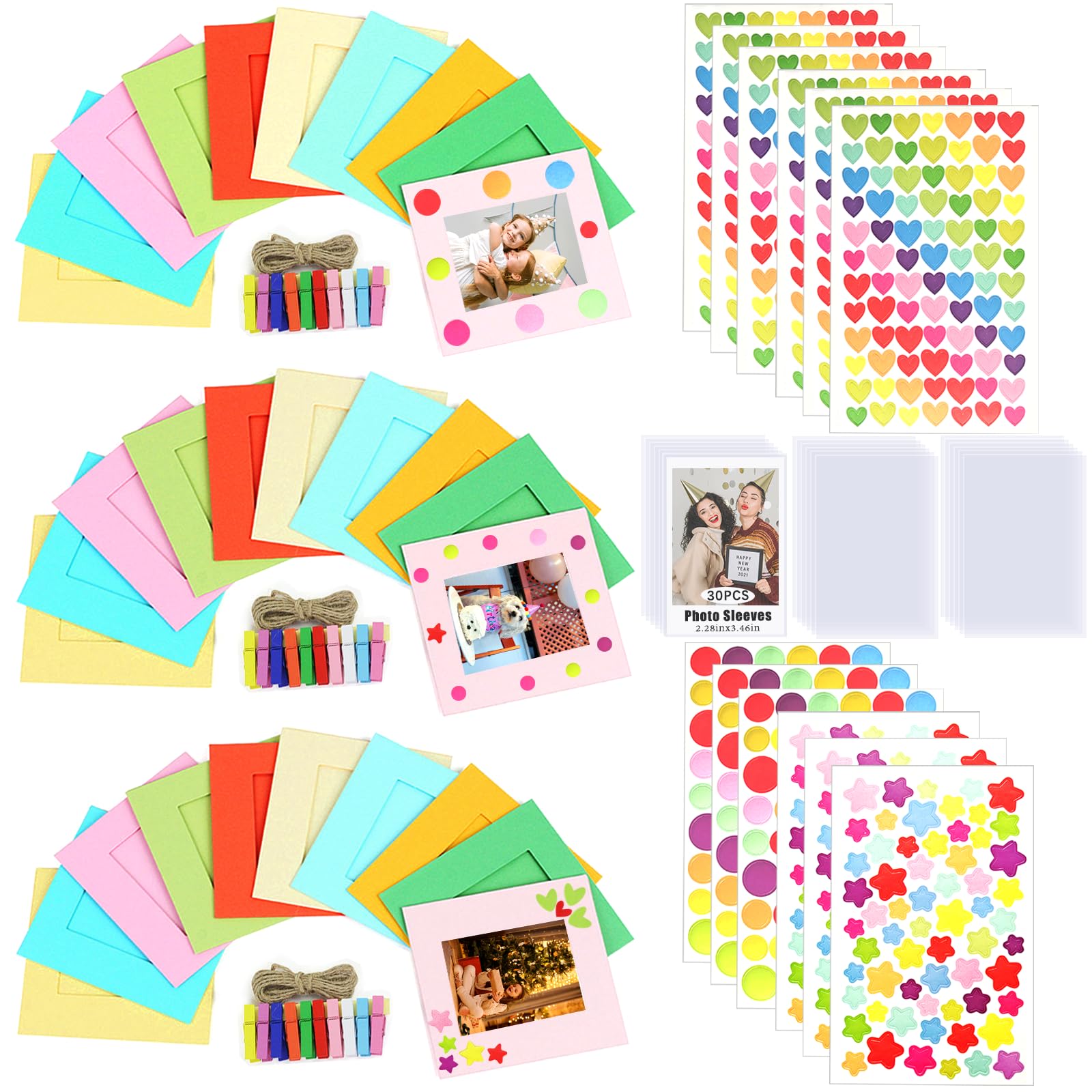 Photo 1 of JOYZO 30pcs Paper Picture Frames for Instax Mini Film 2x3 Wall Hanging Kit