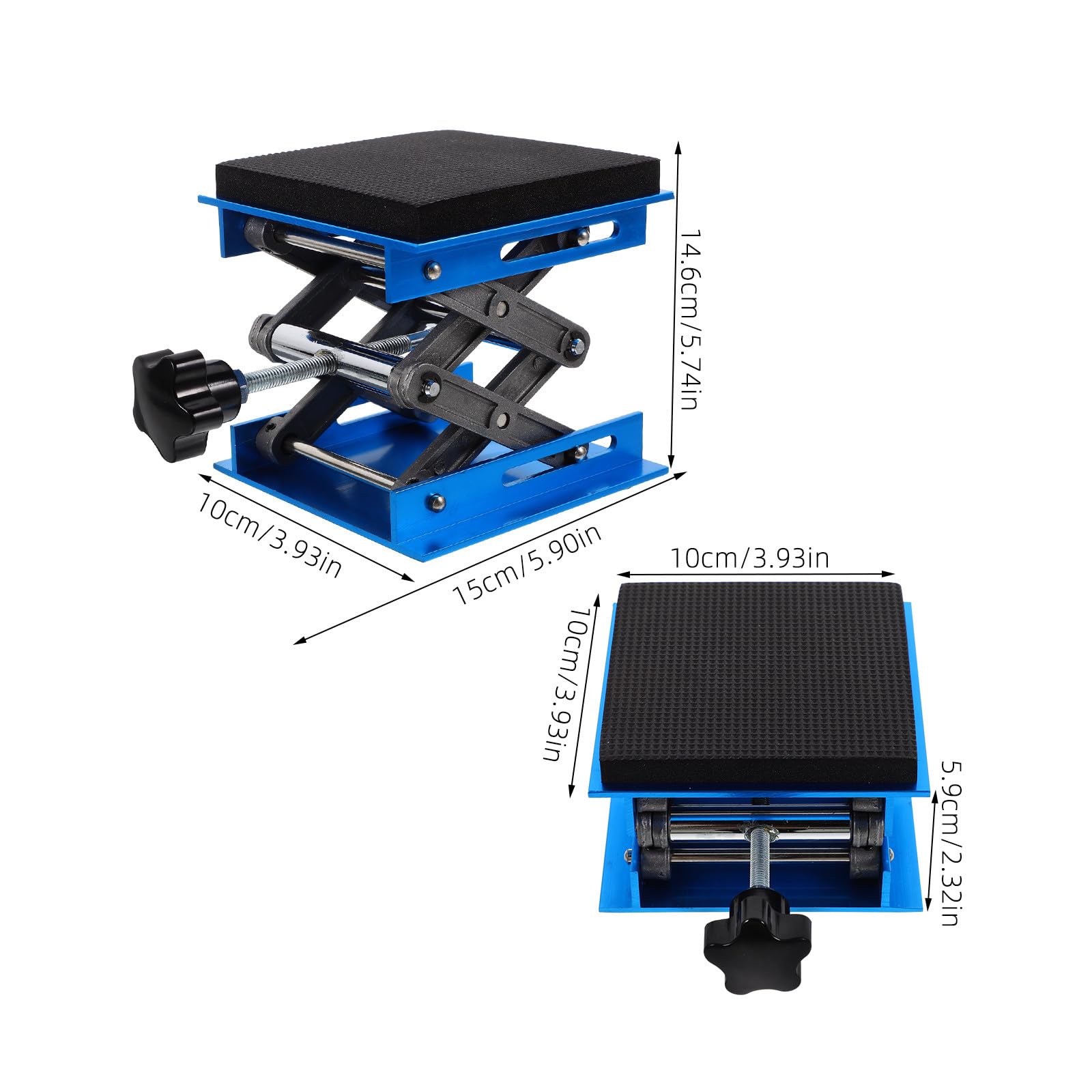 VOSAREA Plate-forme Ciseaux Élévatrice de Alliage en Laboratoire D'aluminium et Surface Antidérapante Support à Sécurisé 10x10cm pour Projets Scientifiques et Travail