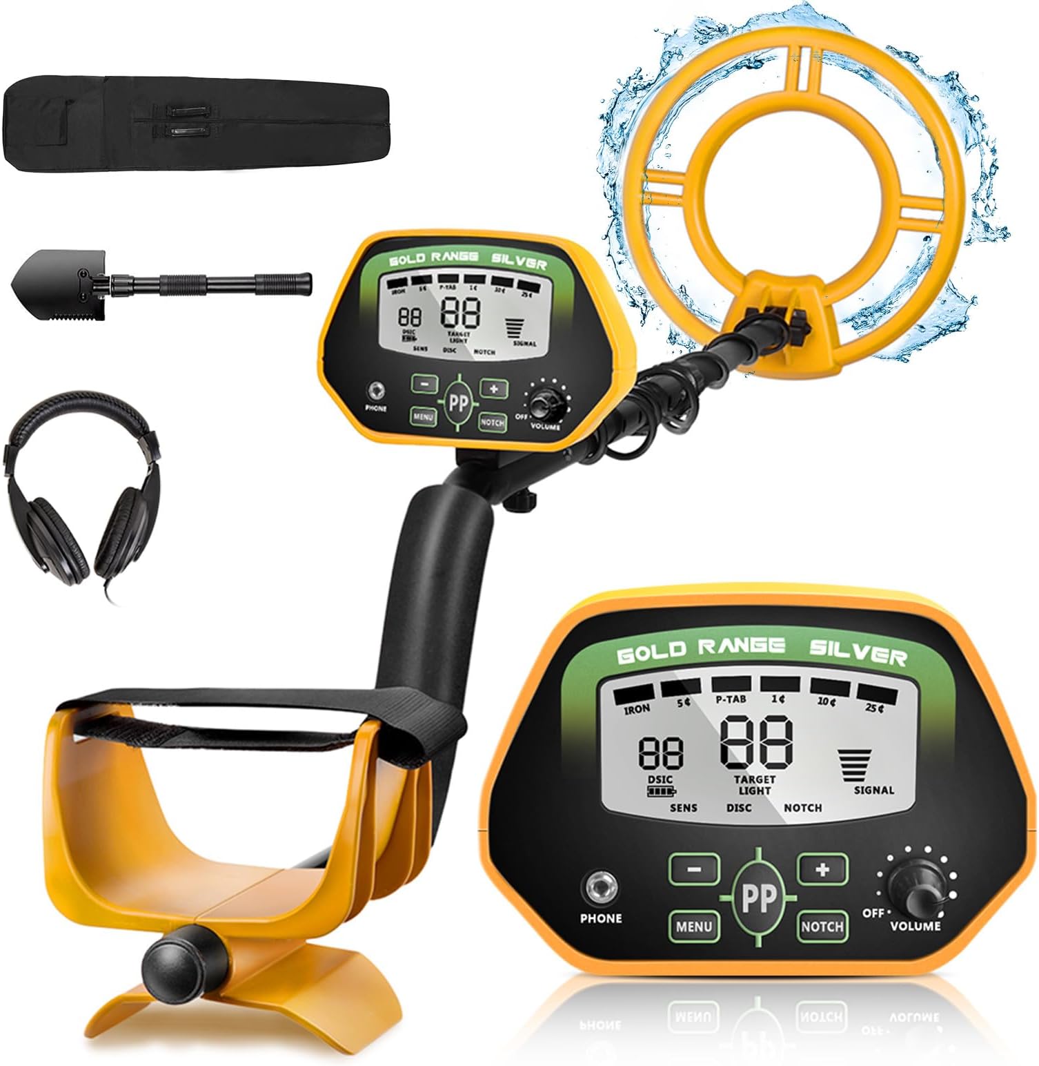 Metal Detectors for Adults - Professional Gold Detector for Treasure Hunt, IP68 Waterproof 10" Search Coil, Higher Accuracy with Stong Modes, Adjustable LCD Display with Headphones