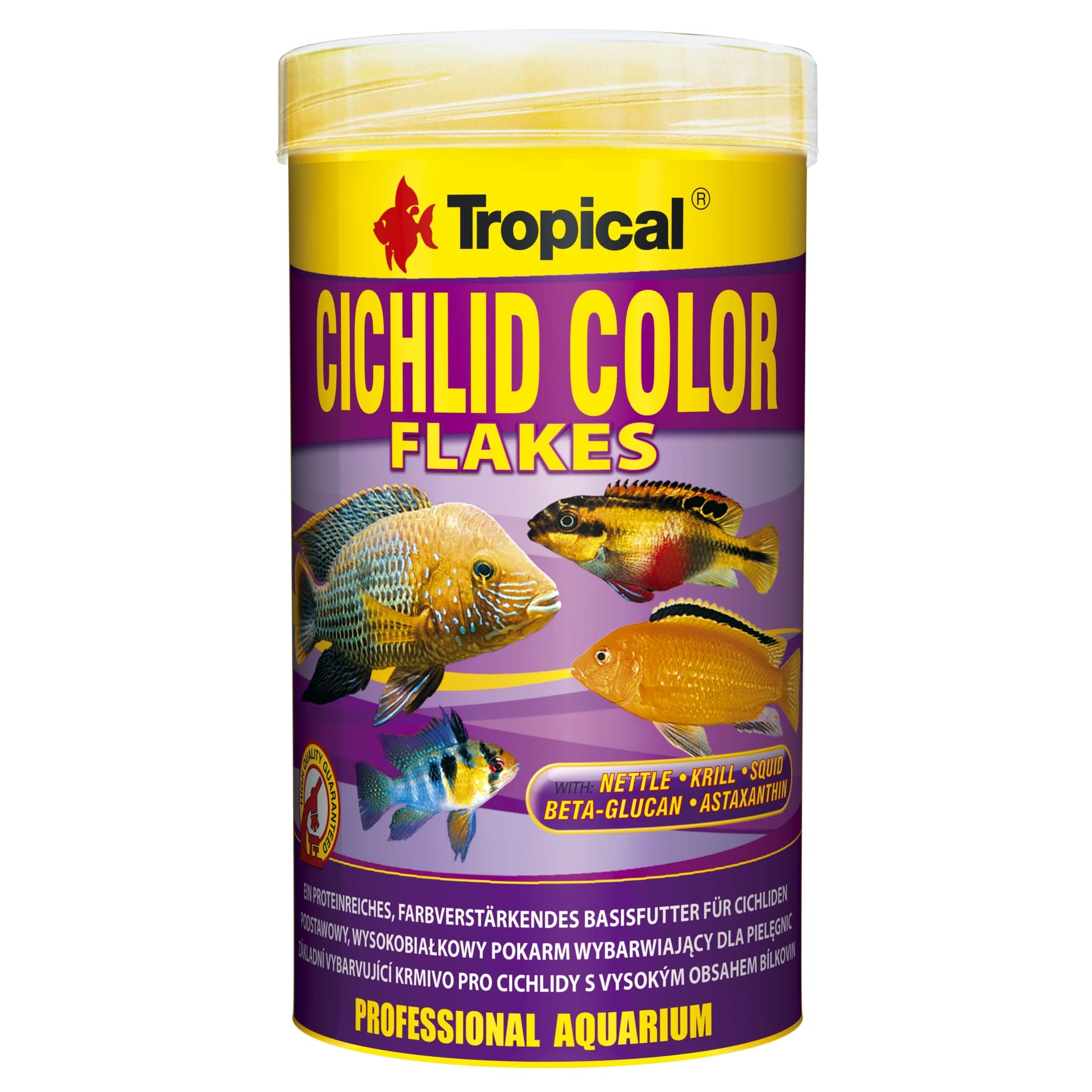CICHLID COLOR FLAKES 250ml / 50g - fish food for cichlids, colour-enhancing flakes