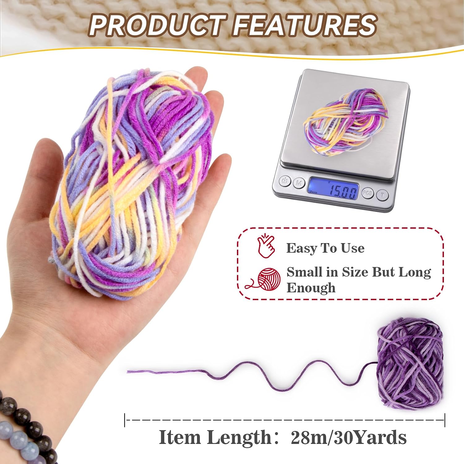 MAQIHAN Ombre Yarn for Crocheting - 10x15g Soft Cotton Yarn for Knitting