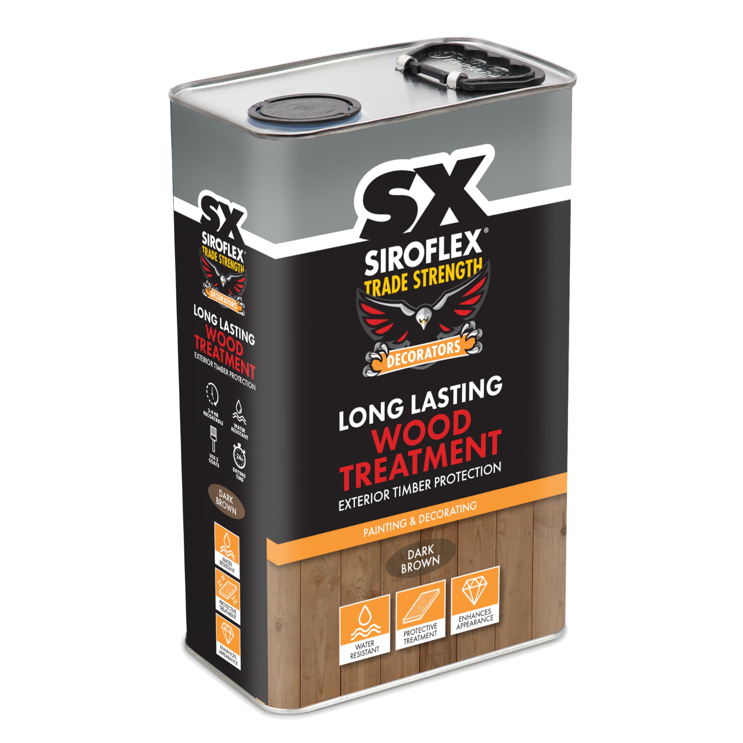 SX Siroflex Long‑Lasting Wood Treatment Dark Brown 5L – Deep Brown Timber Protection for Fences, Sheds & Garden Wood – Water‑Resistant Finish