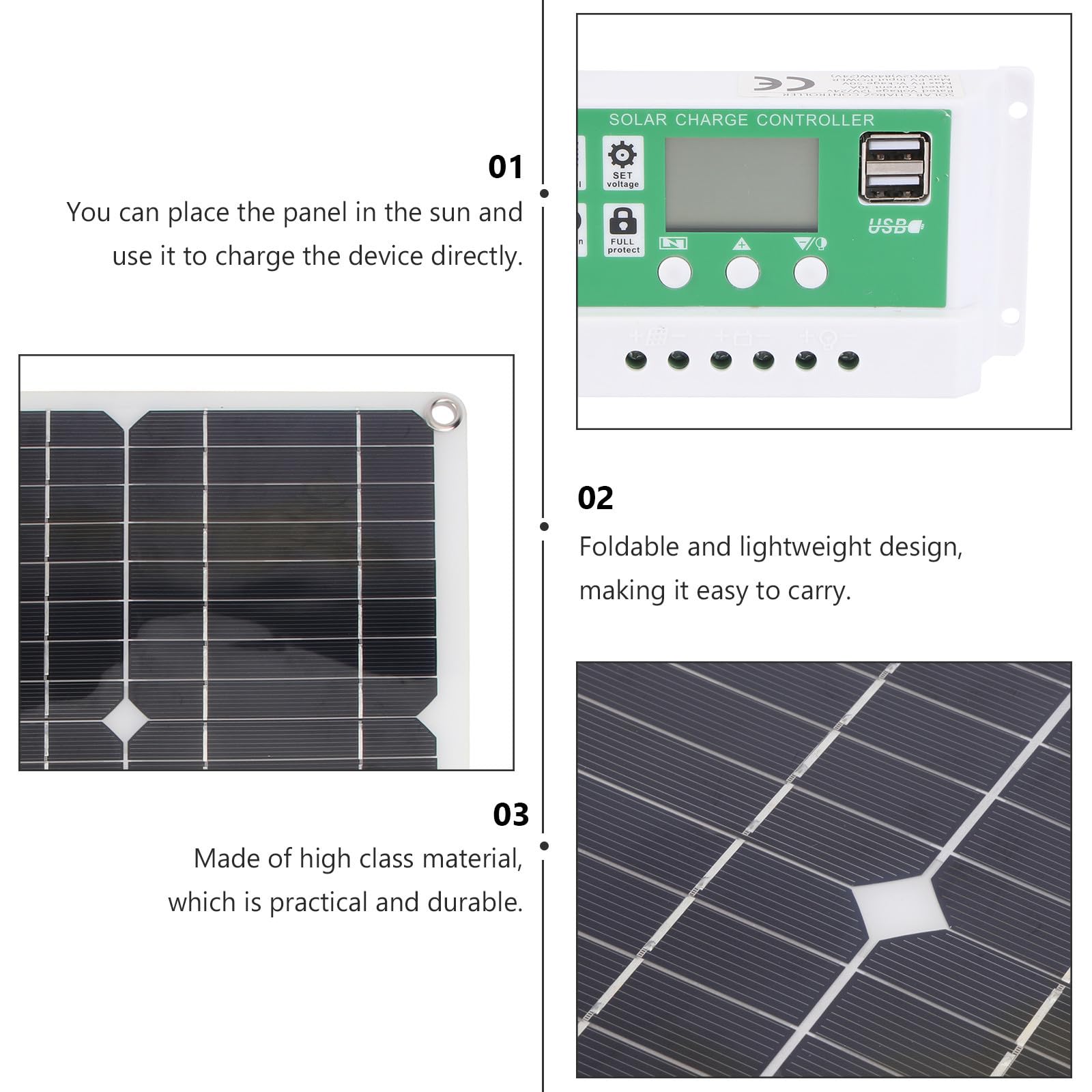 Gadpiparty Pannello Solare Portatile da 40w in Silicio Monocristallino Ricarica USB e Solare, Caricatore per Tablet e Altri Dispositivi, per Ciclismo e Viaggi All'aperto