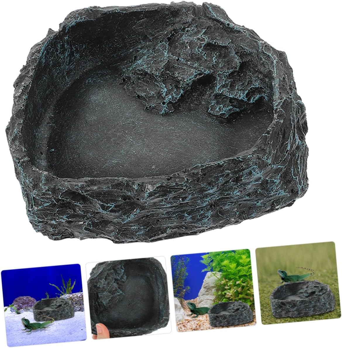 ibasenice Reptile Water Bowl and Food Dish Large Terrarium Feeding Tray Sturdy Feeding Bowl for Bearded Dragon Tortoise Gecko Pet Supplies