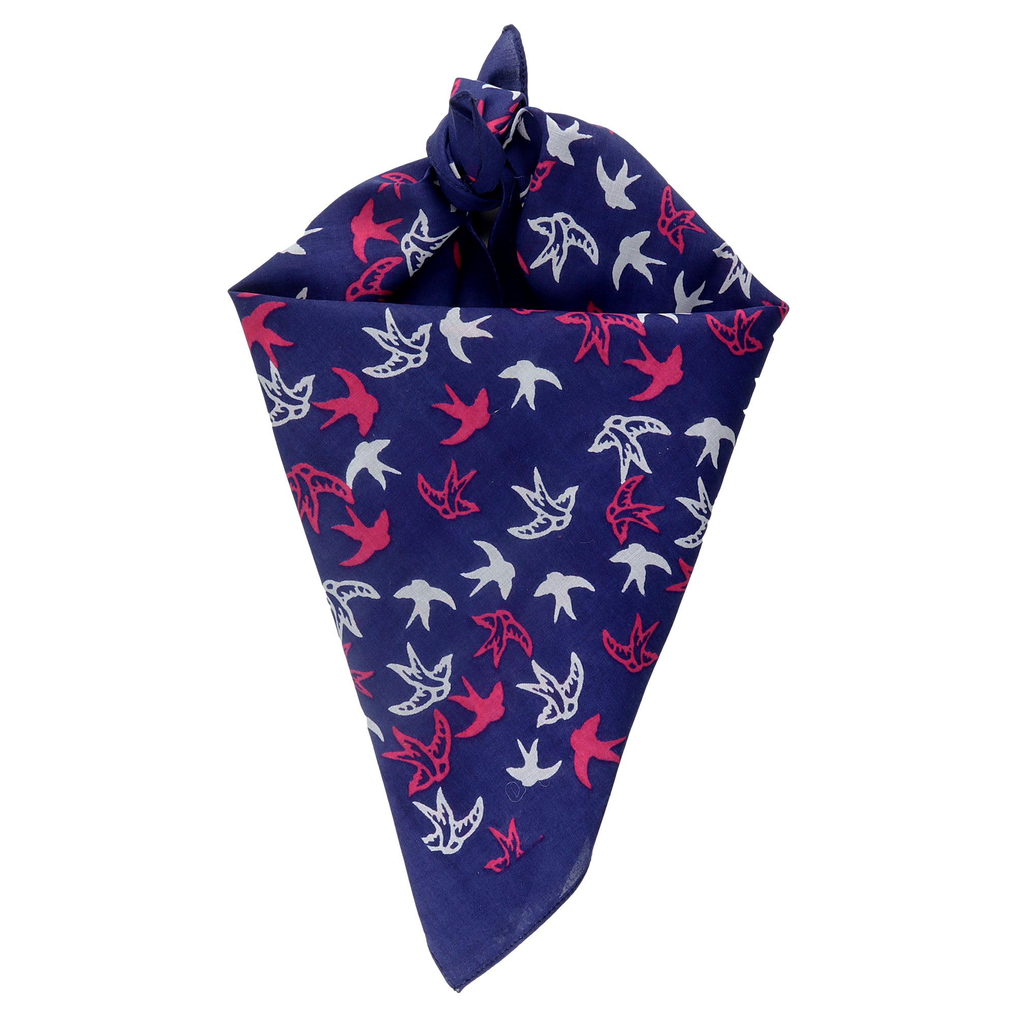 Freak Scene Dark Blue Bandana Cloth Navy Blue Swallows Pink White Square Headscarf