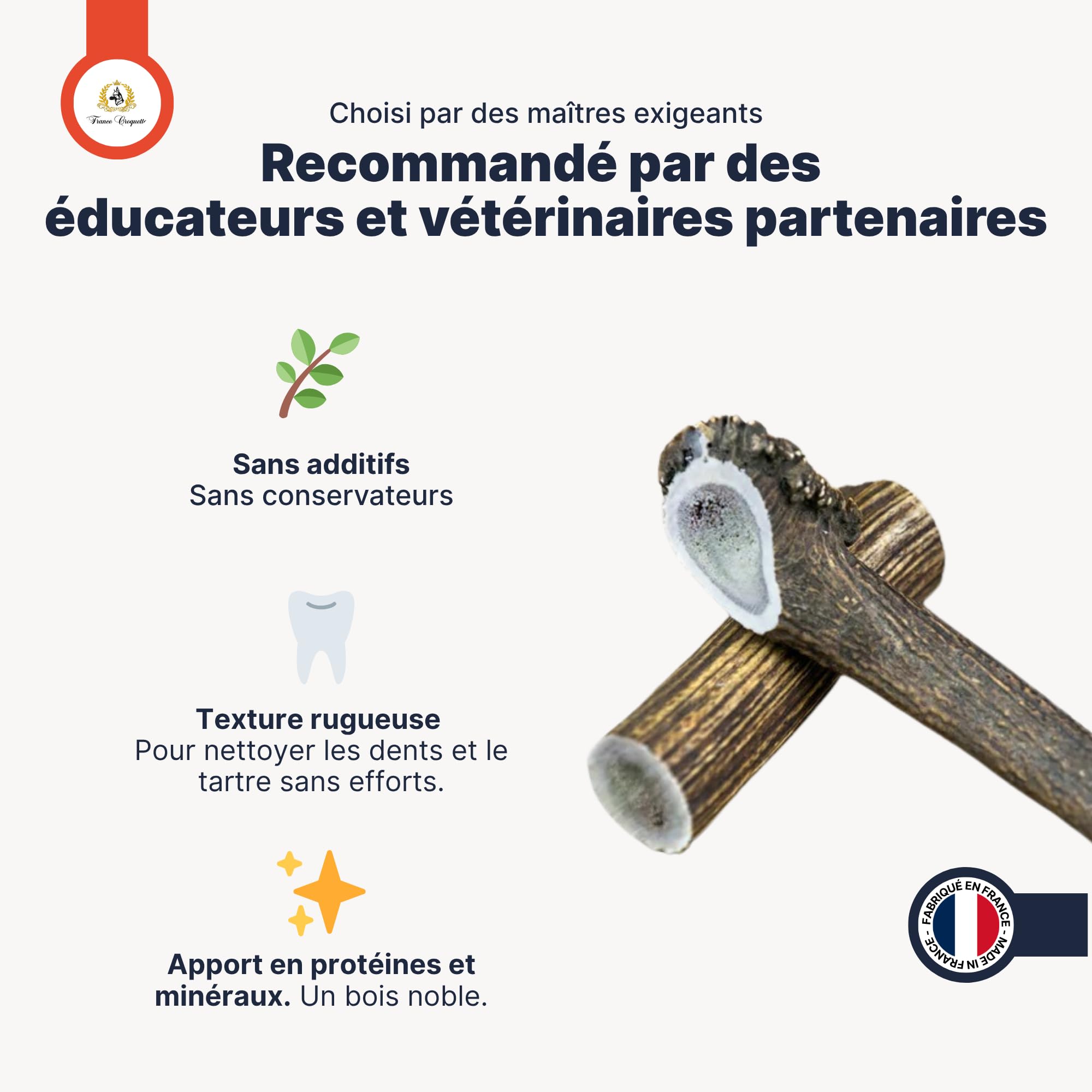 Bois de Cerf XXL Entier 200-300 g pour Chien Moins de 50 kg, friandise Naturelle à mâcher Longue durée, Soin Dentaire mécanique, Occupation & Plaisir, 100% Bois de cerf Naturel