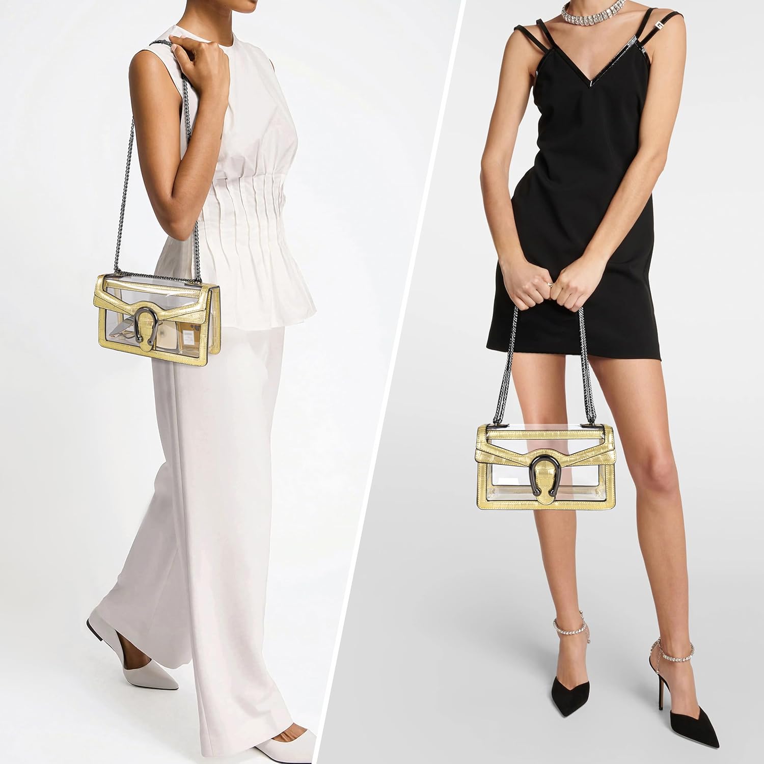 Joryin クリアバッグ 女性用 クリアバッグ スタジアム承認 ショルダーバッグ クロスボディ バッグ スモール クリア パース